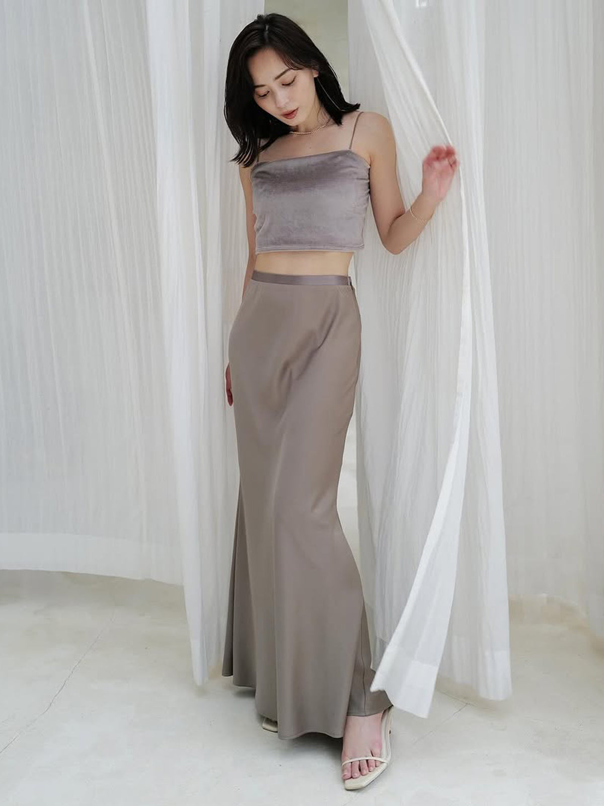 [OUR WACOAL×anuans] Cup-in Velour Short Camisole