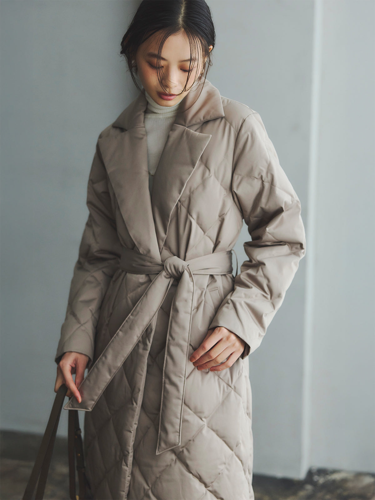 【anuans】ロングチェスターコート アニュアンス anuans リバーロングチェスターコート （KHAKI GREY