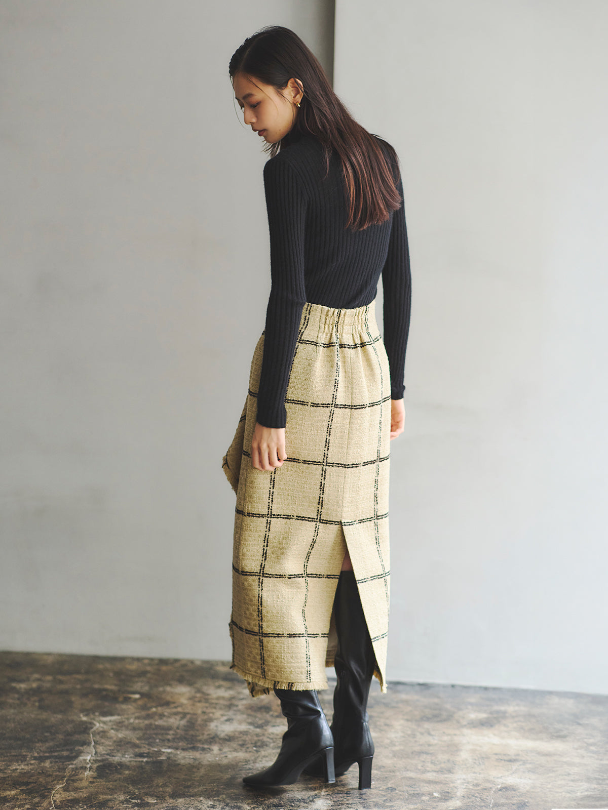 ツイードラップスカート