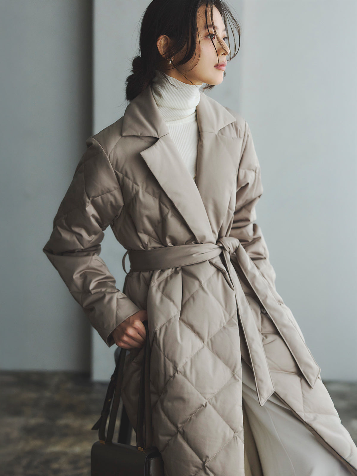 anuansキルティングダウンロングコート アニュアンス anuans ヨーロピアンキルティングダウンコート