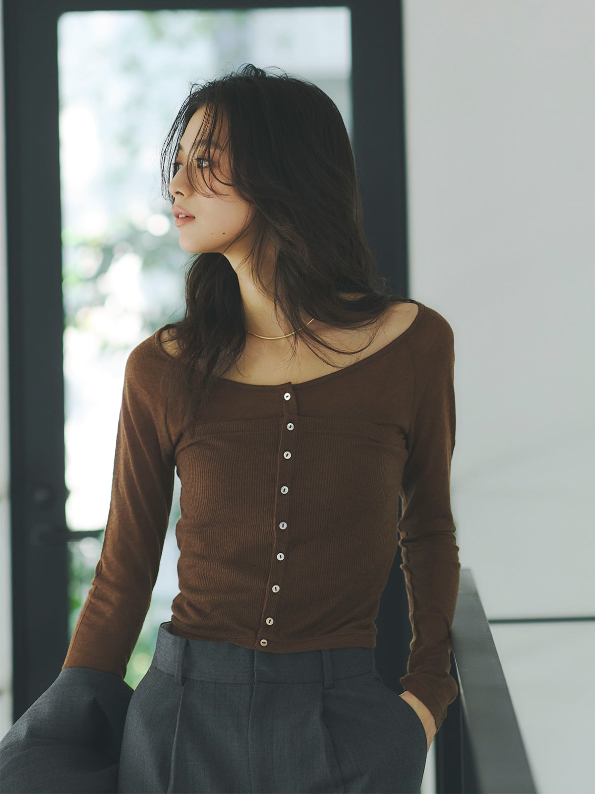 シアーウールレイヤリングトップス