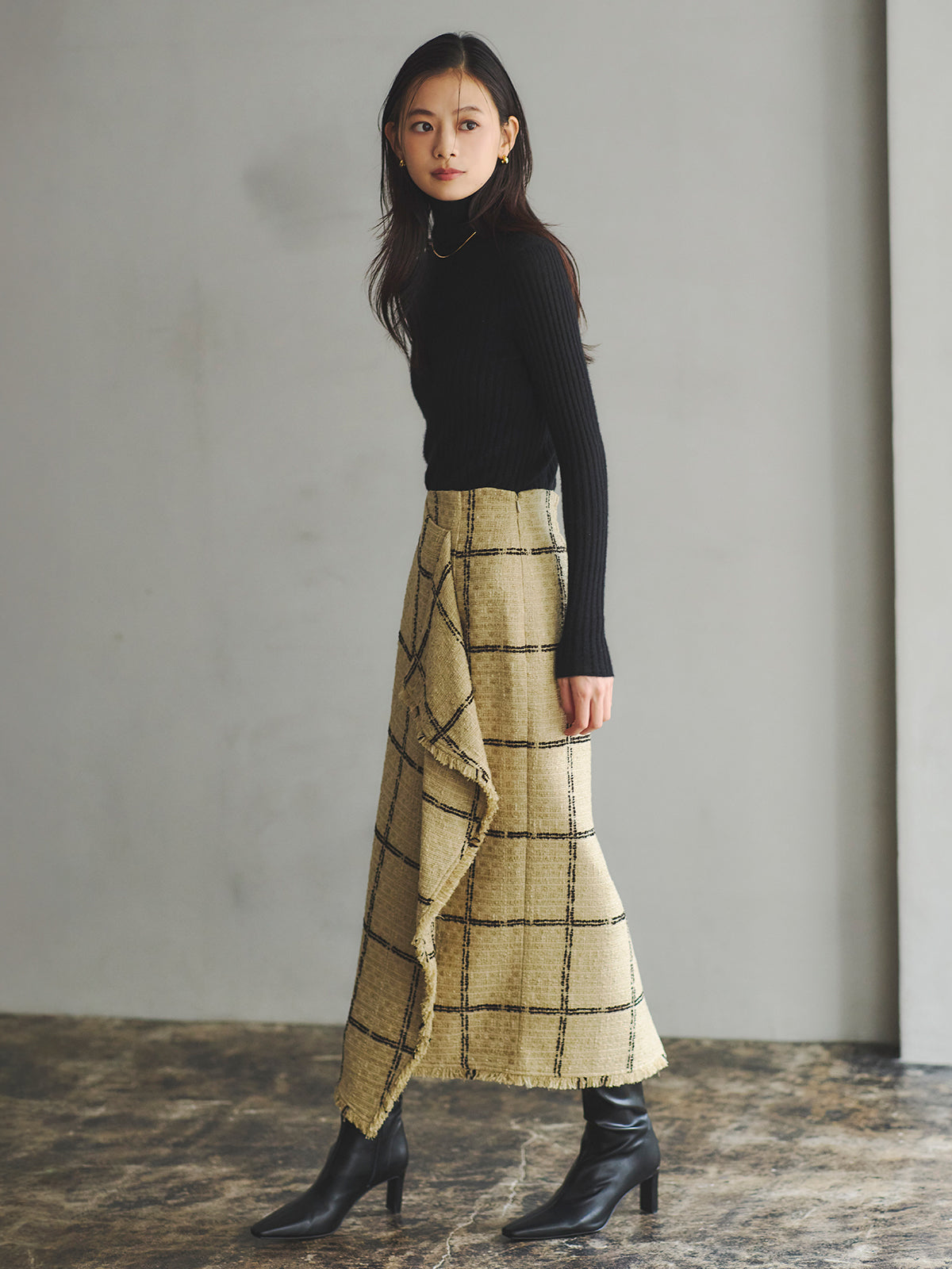 ツイードラップスカート