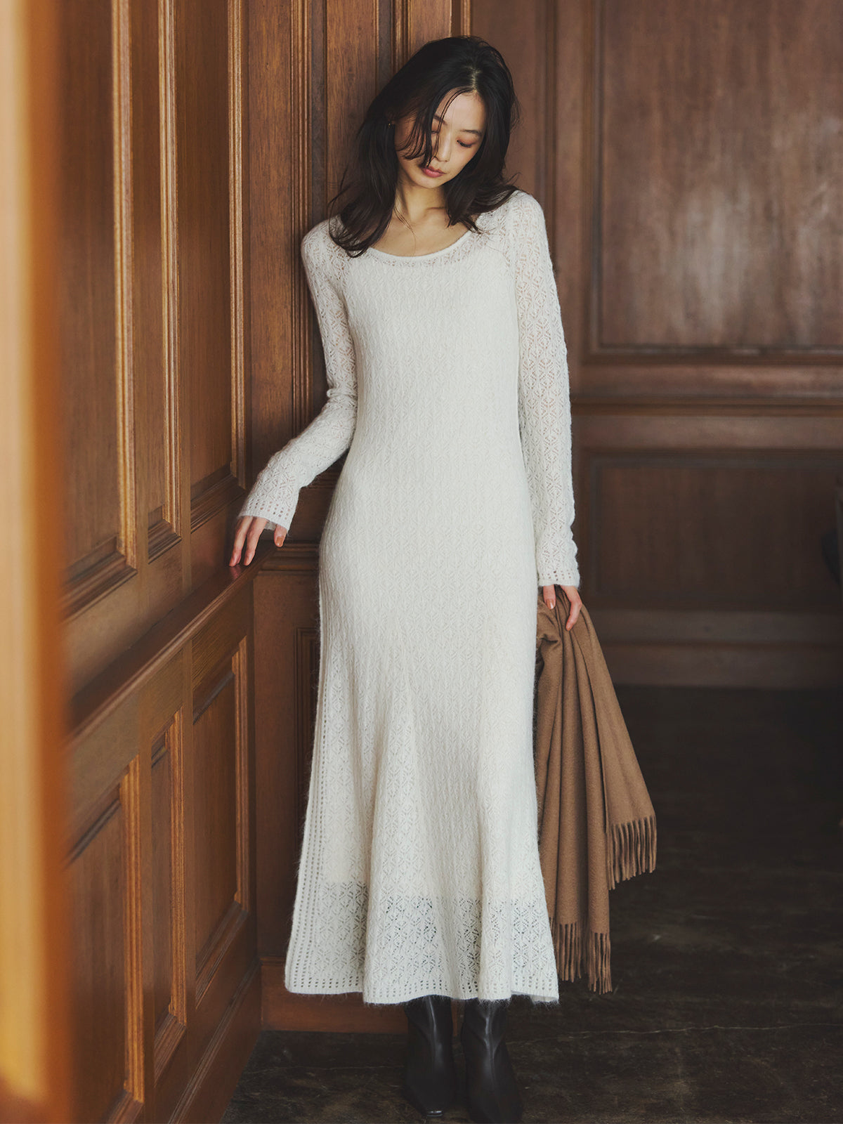 レースワークニットワンピース