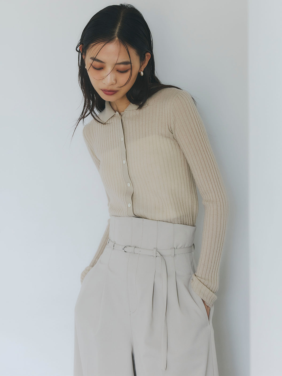 ベルテッドハイウエストパンツ