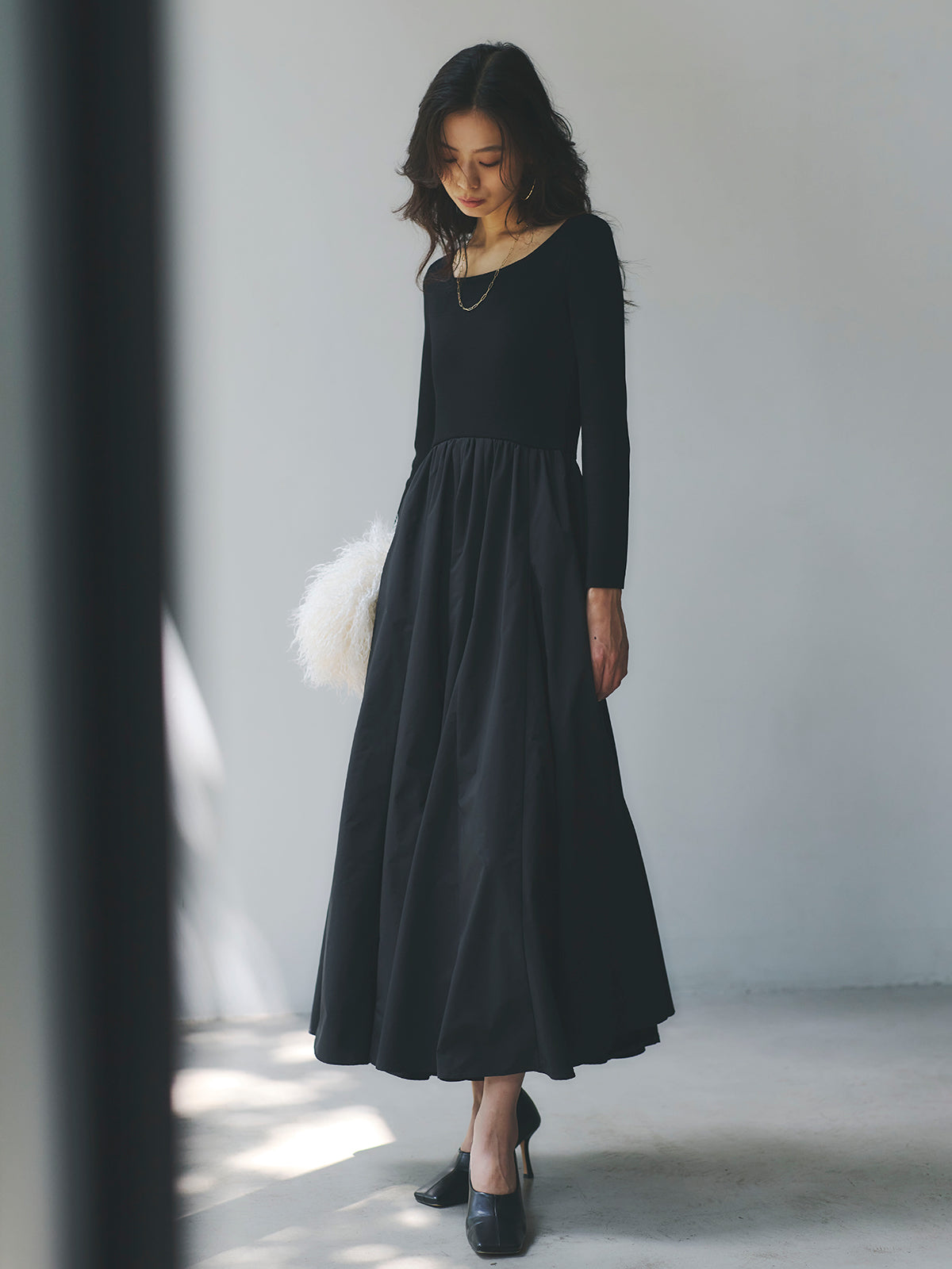 ニットドッキングフレアワンピース