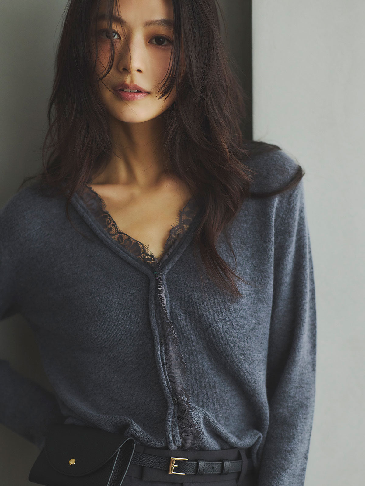 アイラッシュレーストリミングニット