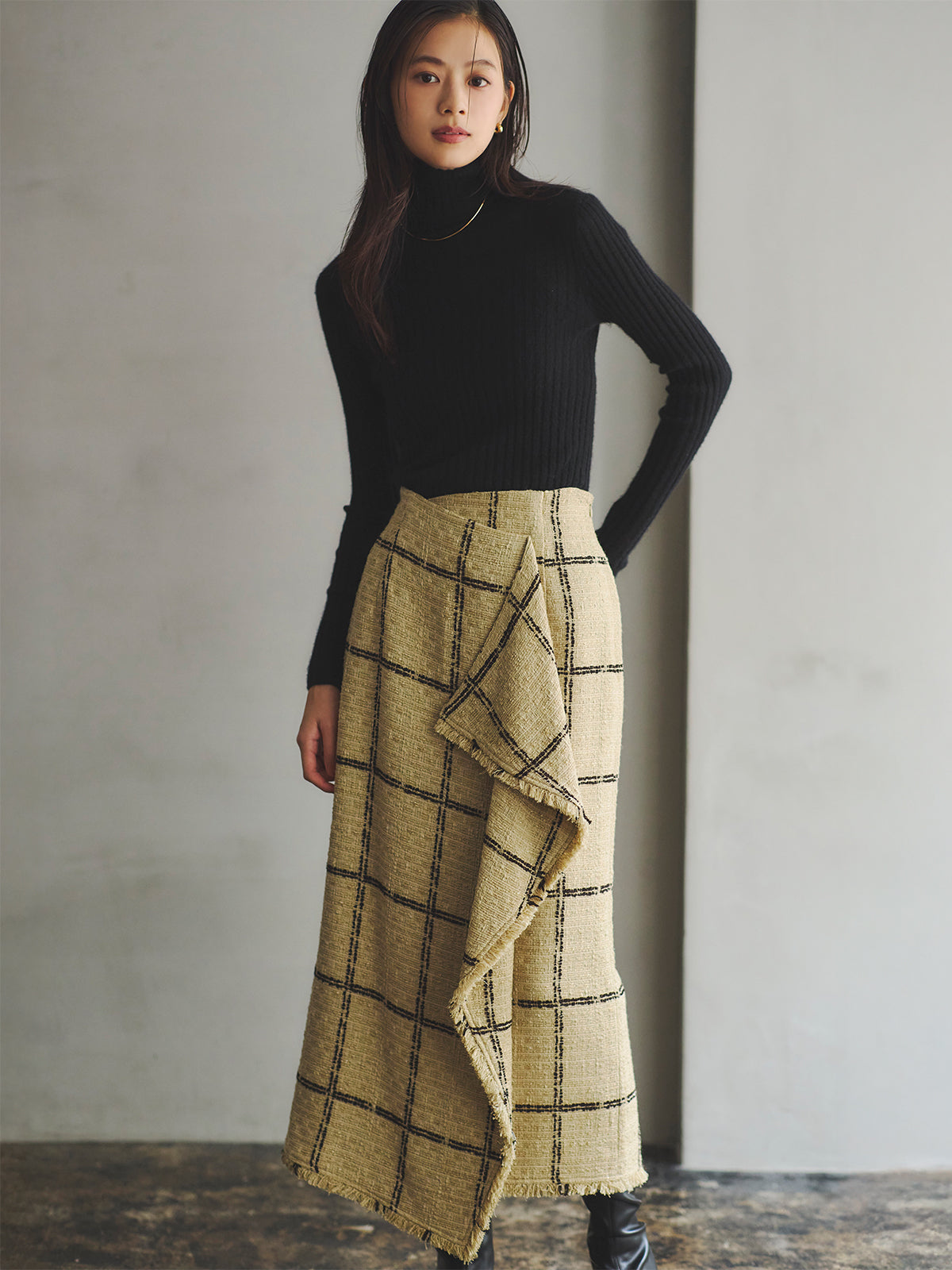 ツイードラップスカート