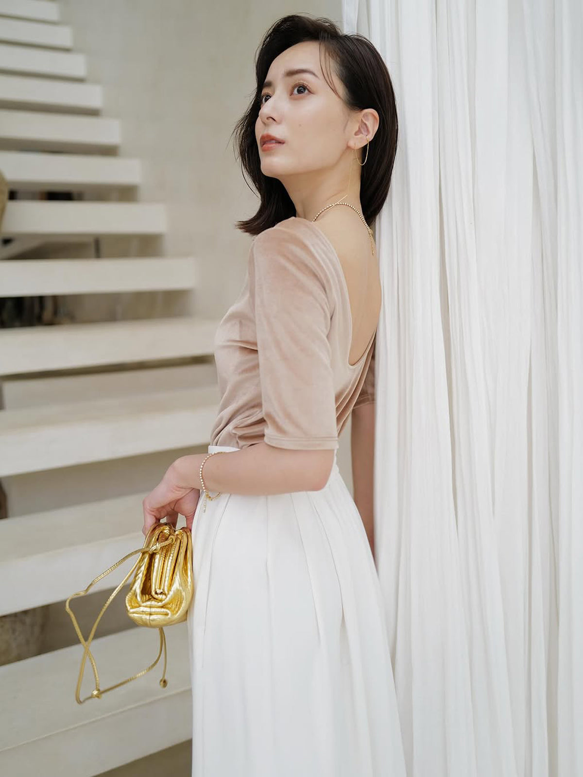 OUR WACOAL×anuans】カップインベロアトップス