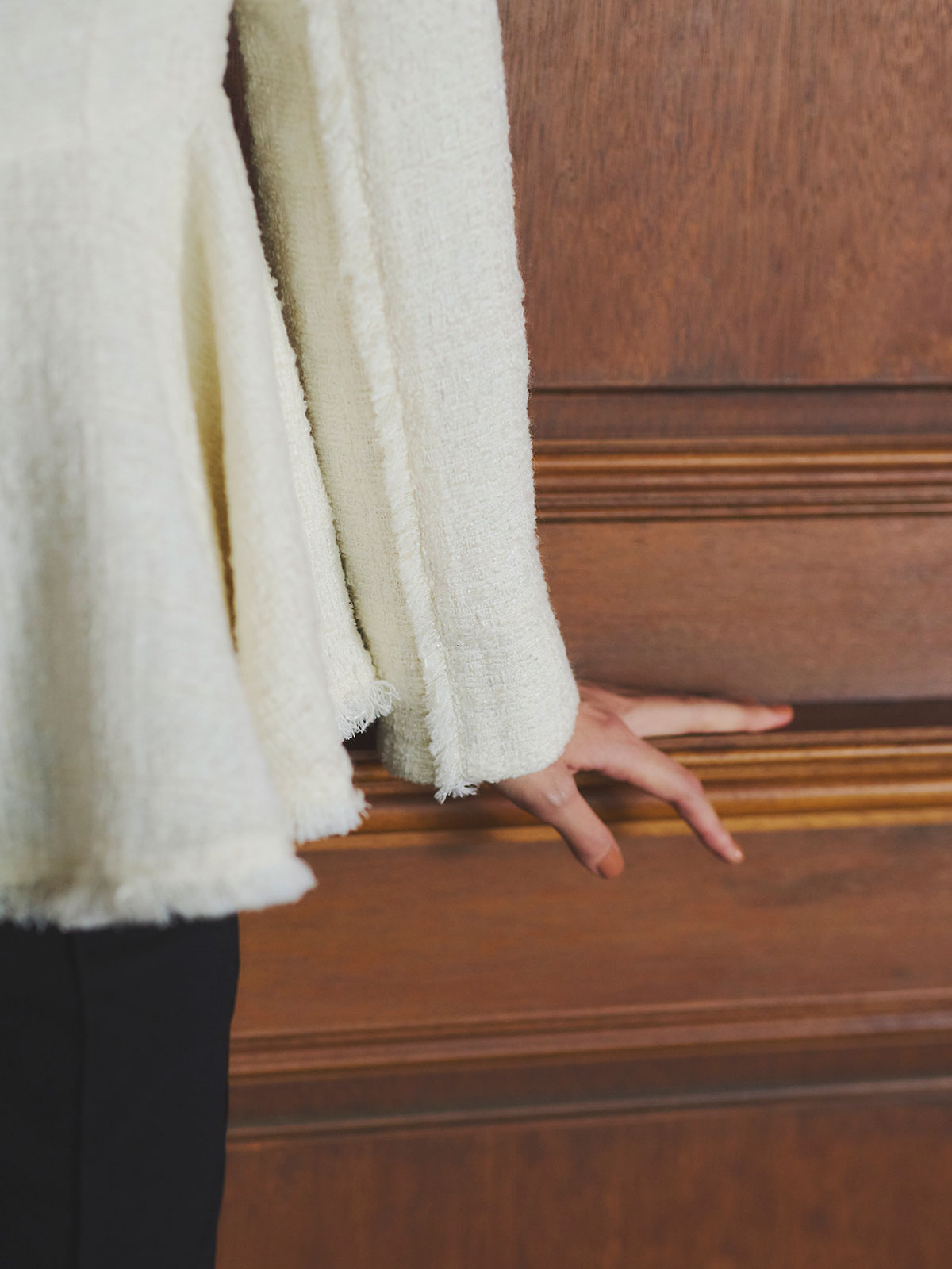 ツイードペプラムブラウス