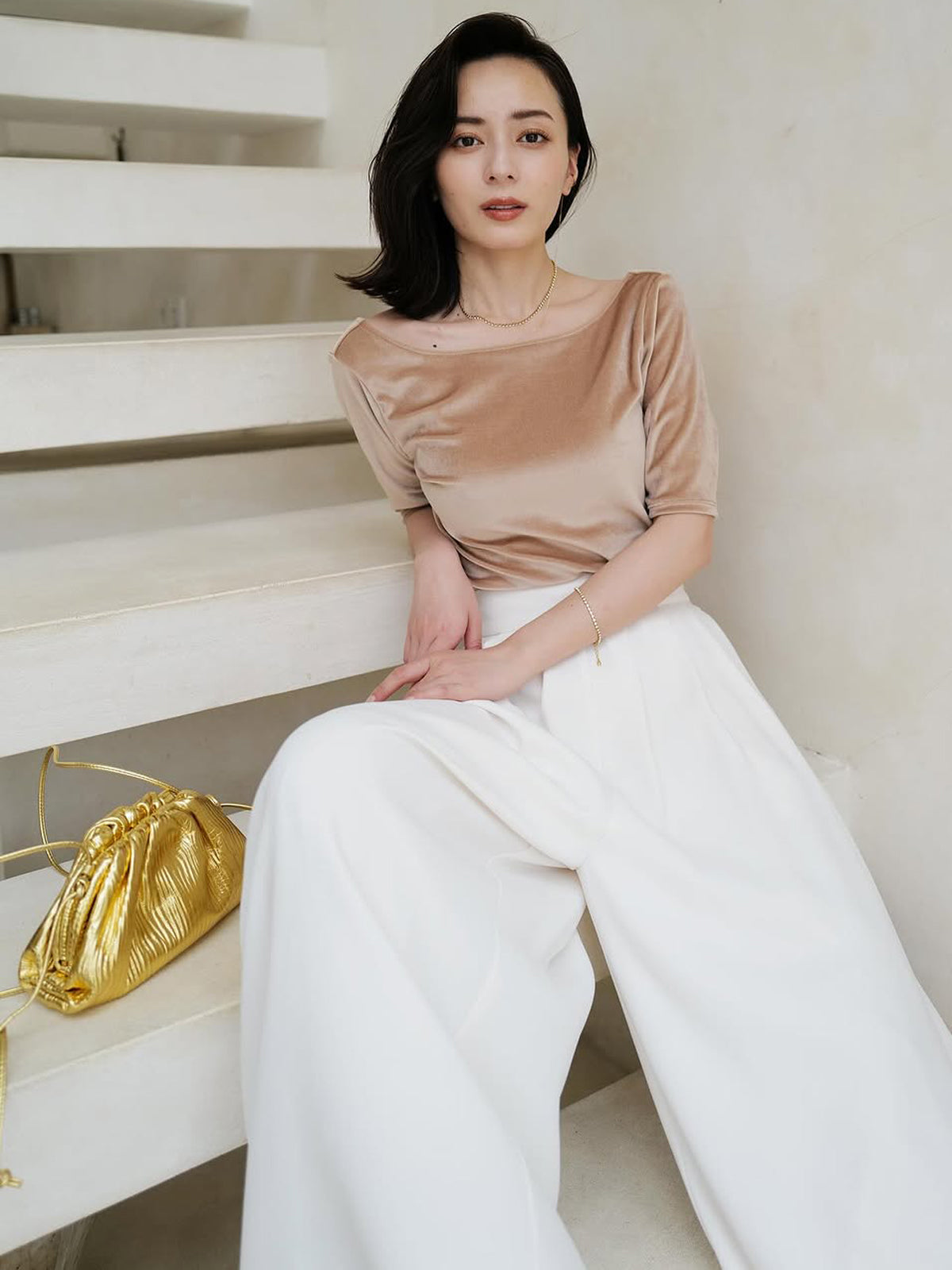 【OUR WACOAL×anuans】컵인 벨로아 탑스