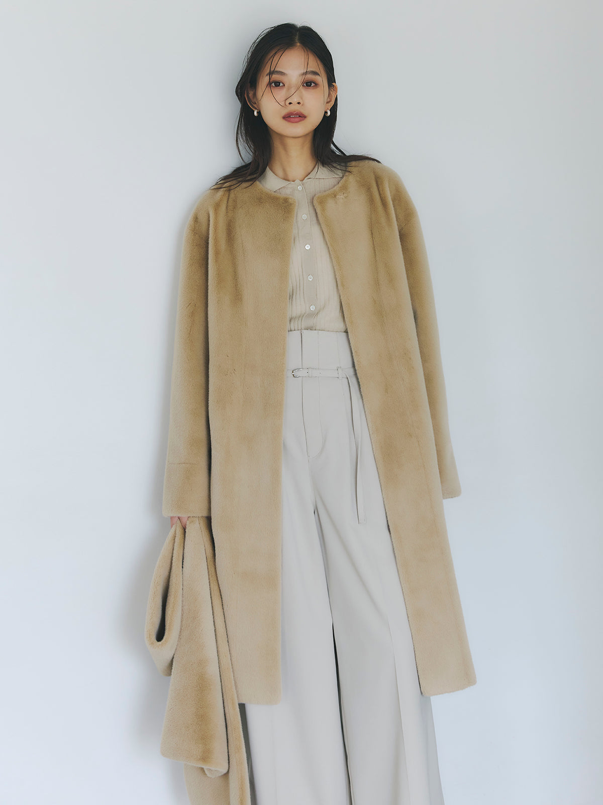 anuans ハイウエストベルテッドワイドパンツ アニュアンス anuans ハイウエスト ベルテッドワイドパンツ （BLACK