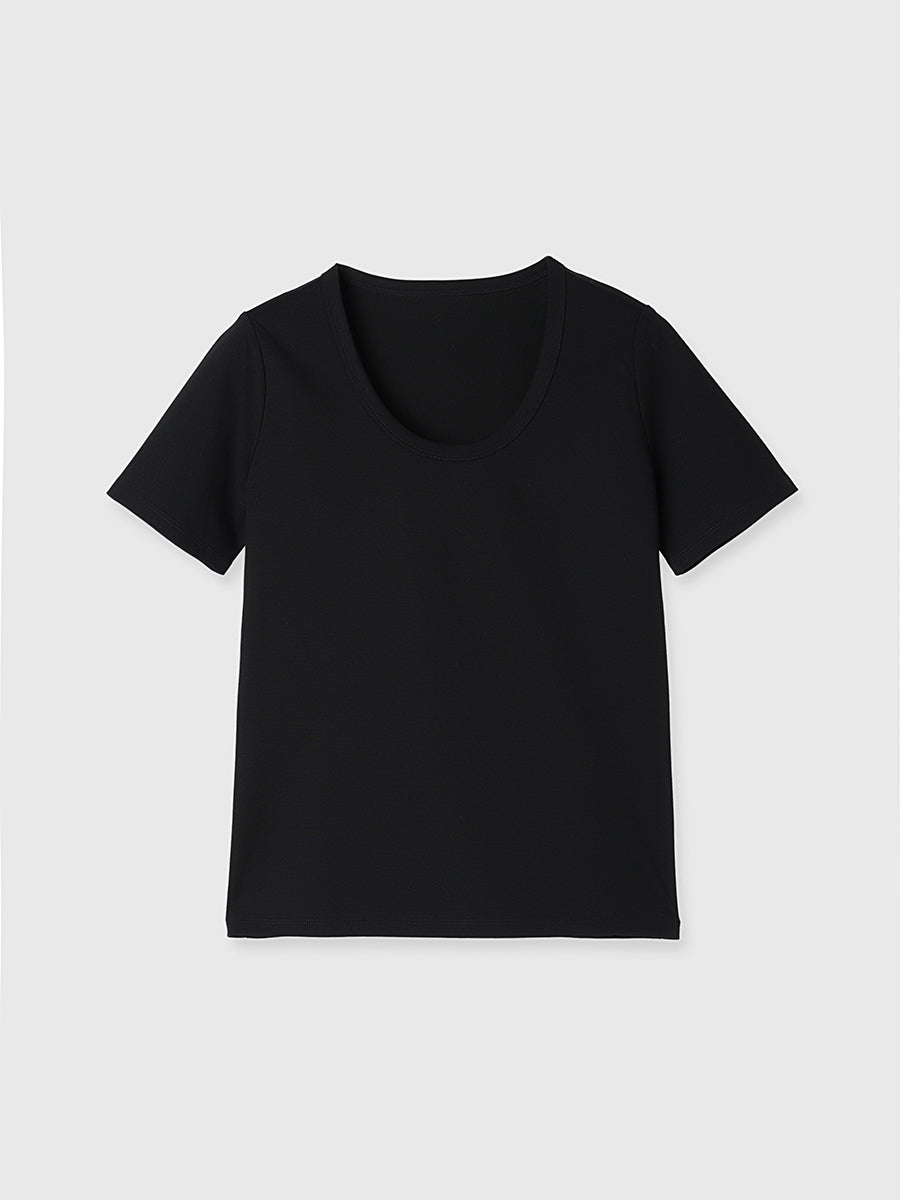 新品 2025SS anuans シルクタッチコットンUネックT シルクタッチコットンUネックTシャツ