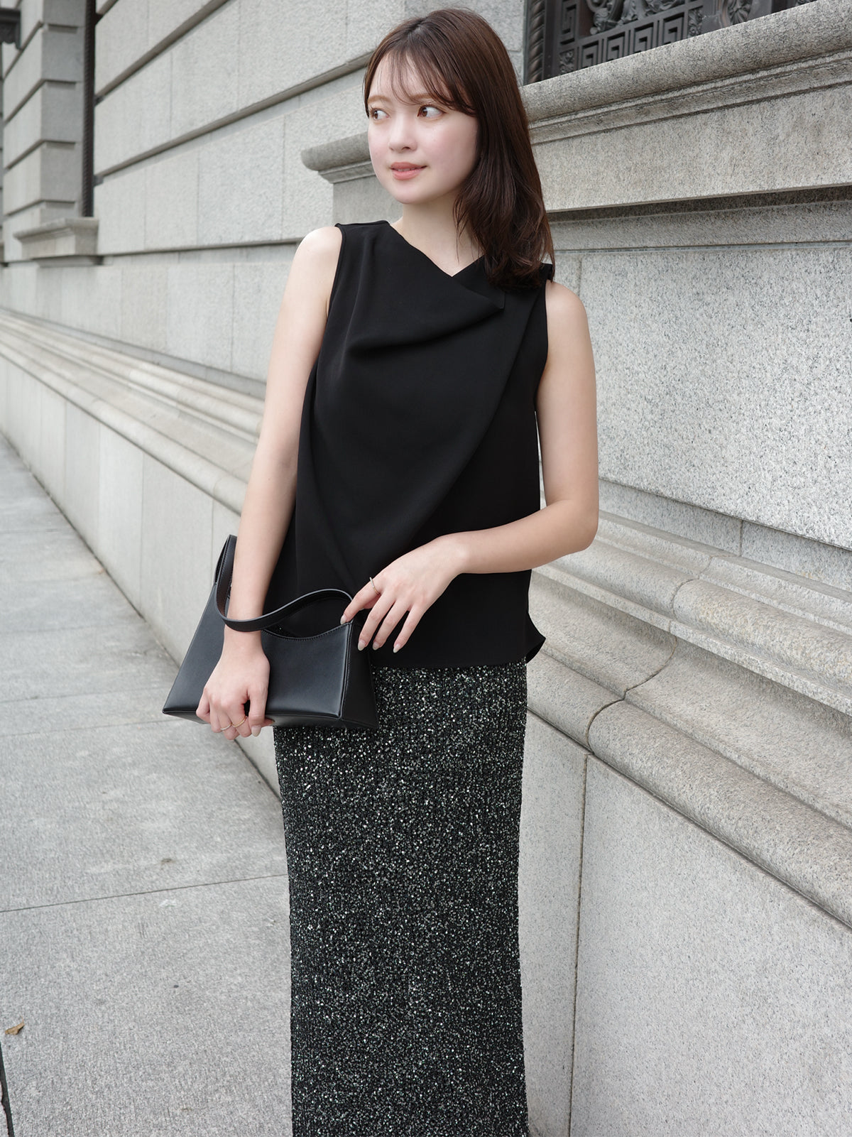 トリアセテートドレープブラウス