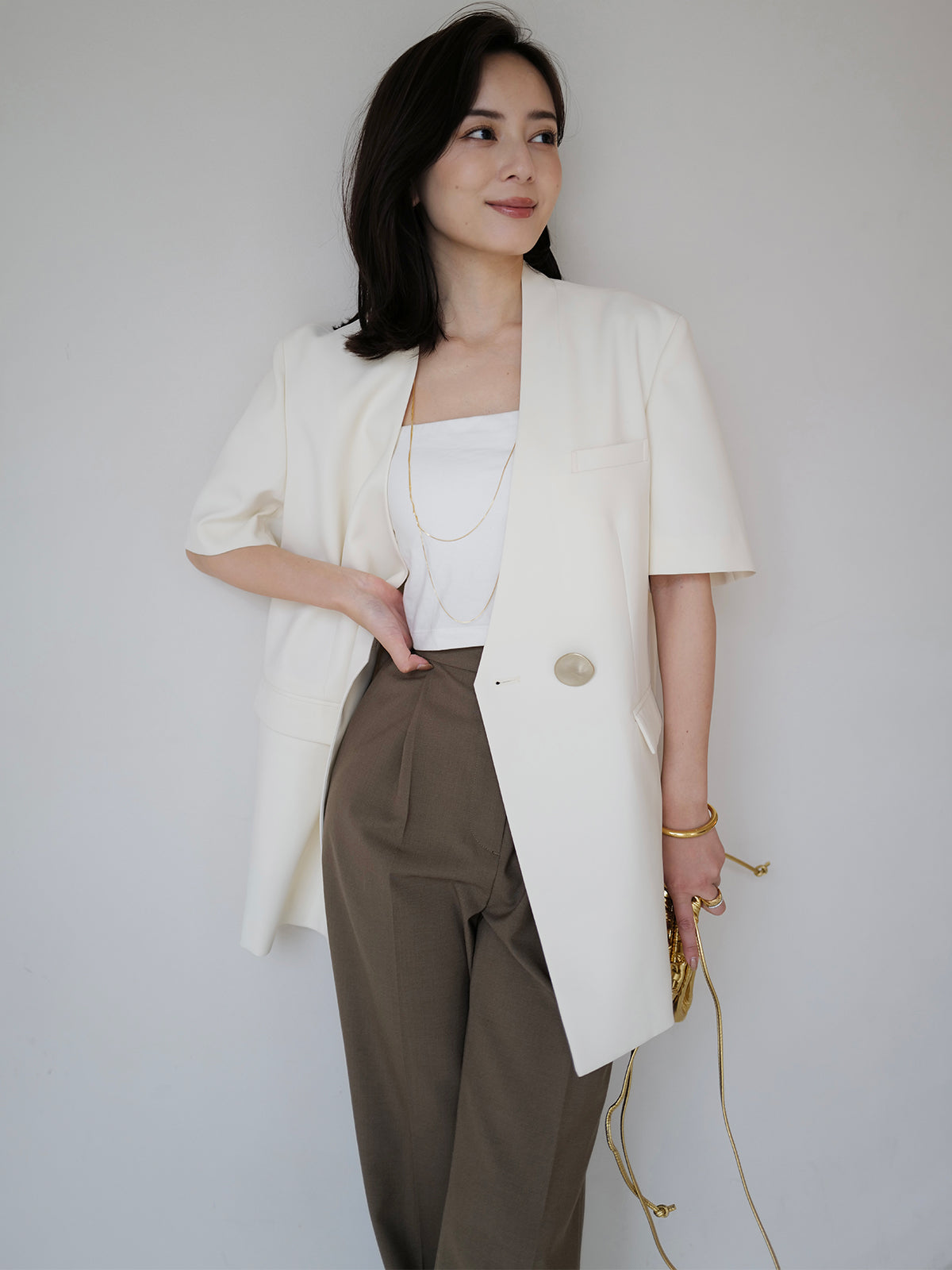 ハイネックノーカラージャケット