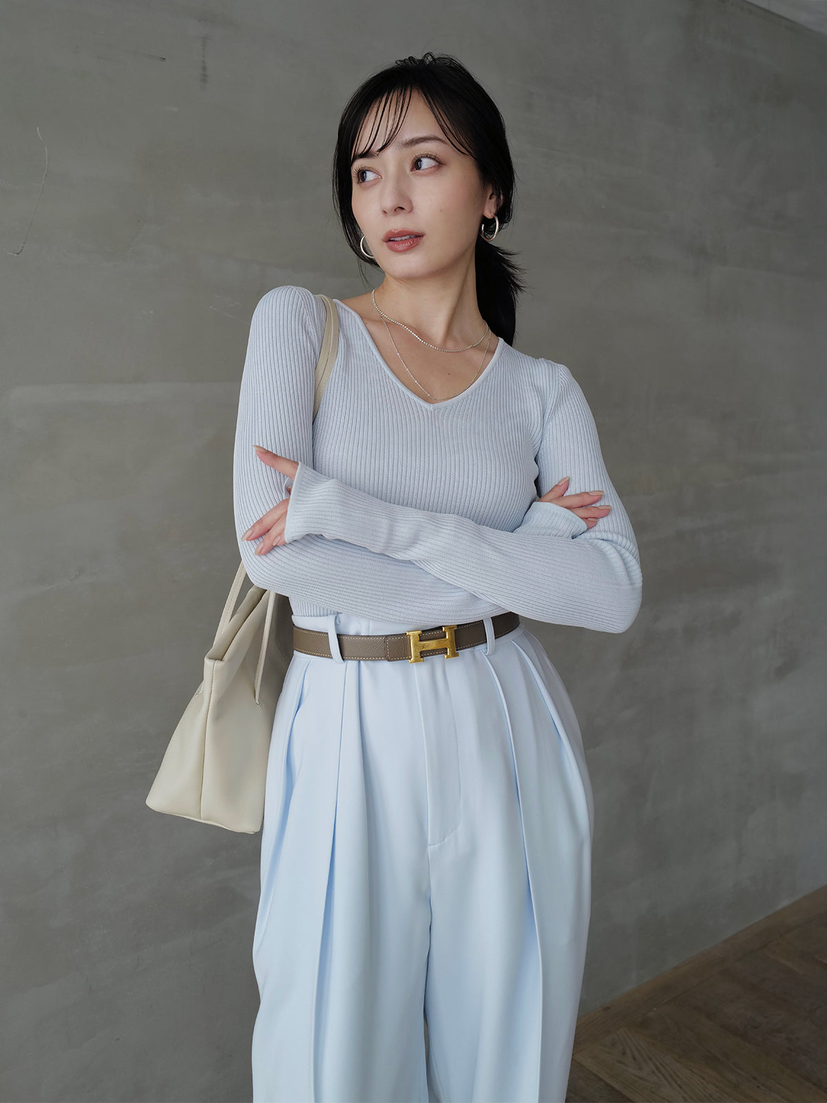 ダブルサテンテーパードパンツ