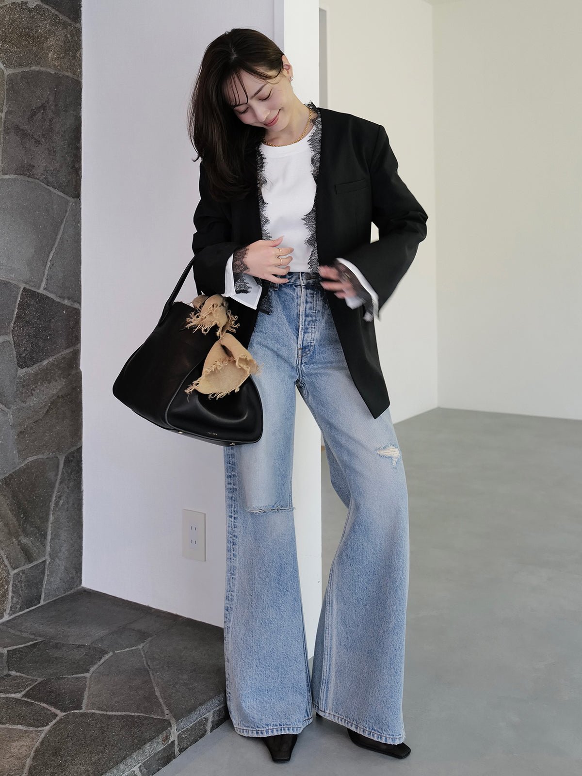 ダメージワイドデニム