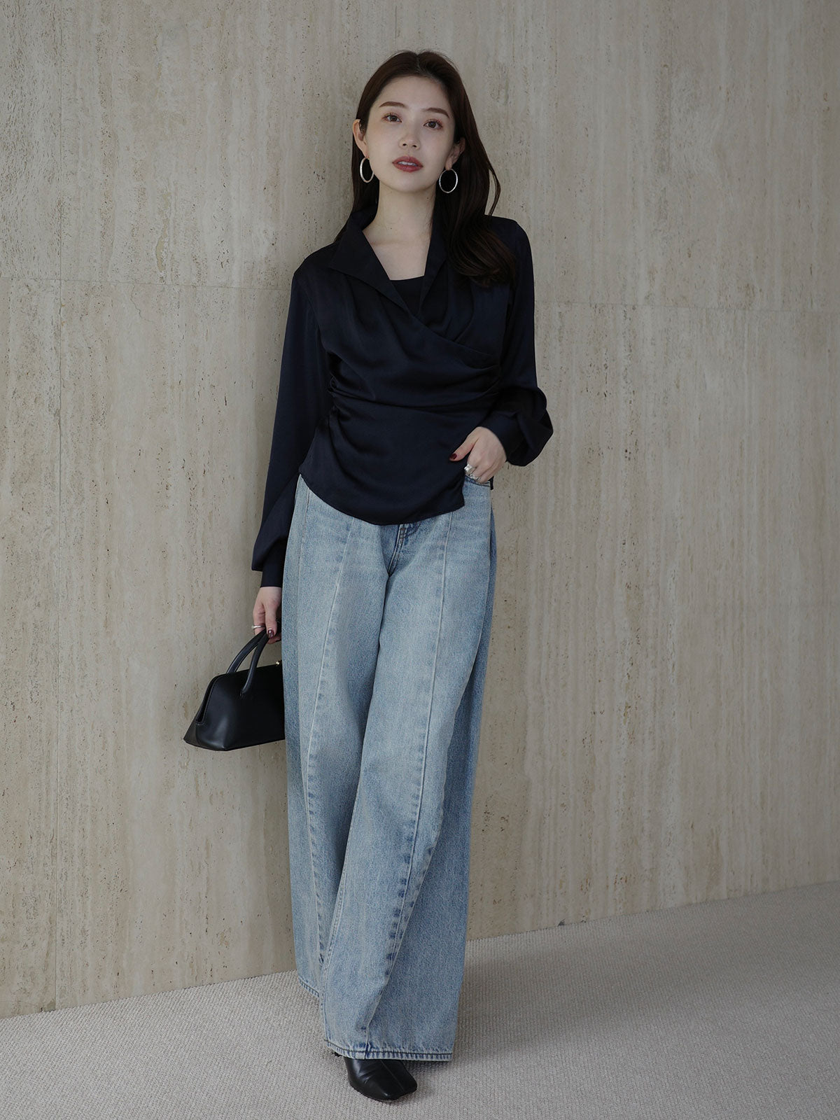 ポインテッドカラーシャツブラウス