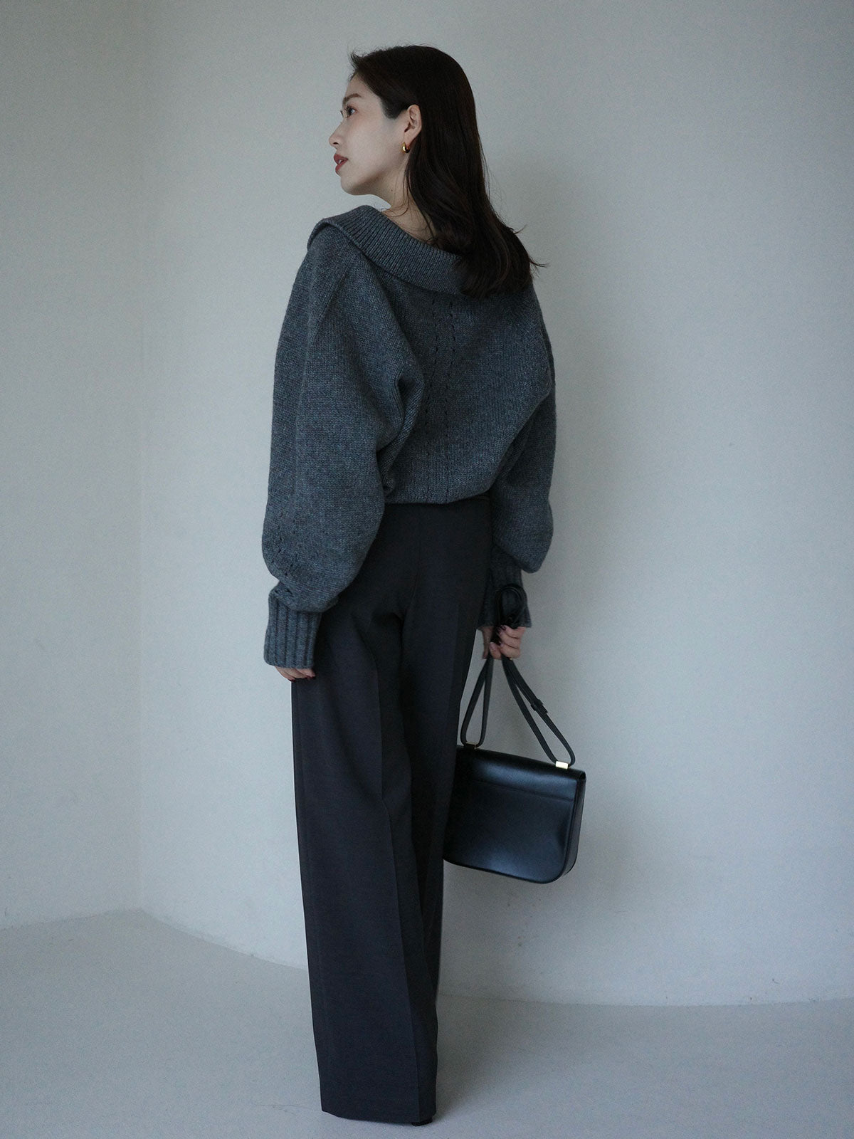 スキッパーメランジニットプルオーバー