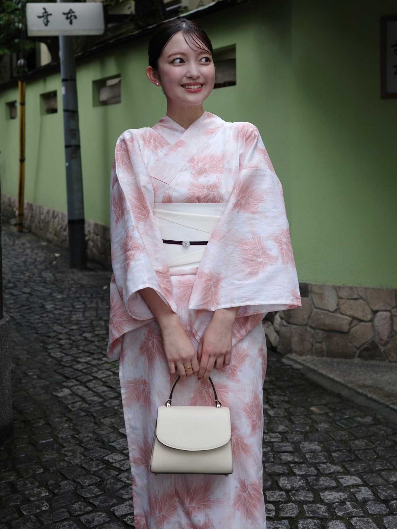 mist bloom yukata set - PINK BEIGE