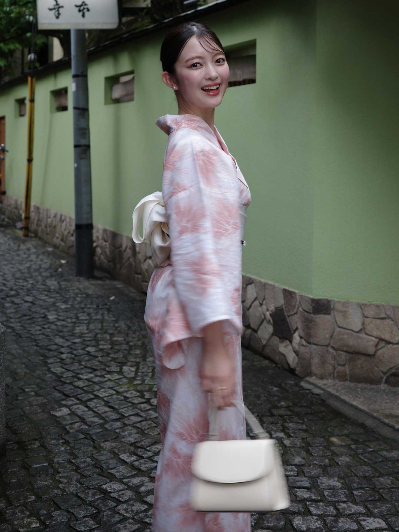 mist bloom yukata set - PINK BEIGE
