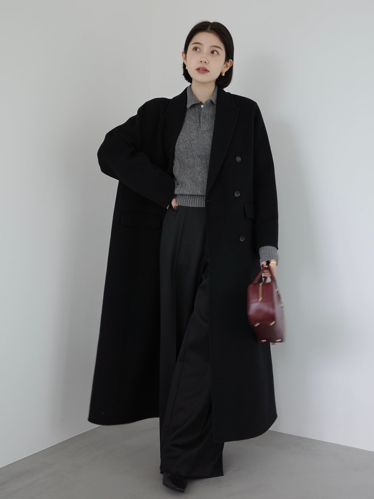 【POLO RALPH LAUREN】Wool-Cashmere Cable Polo Sweater