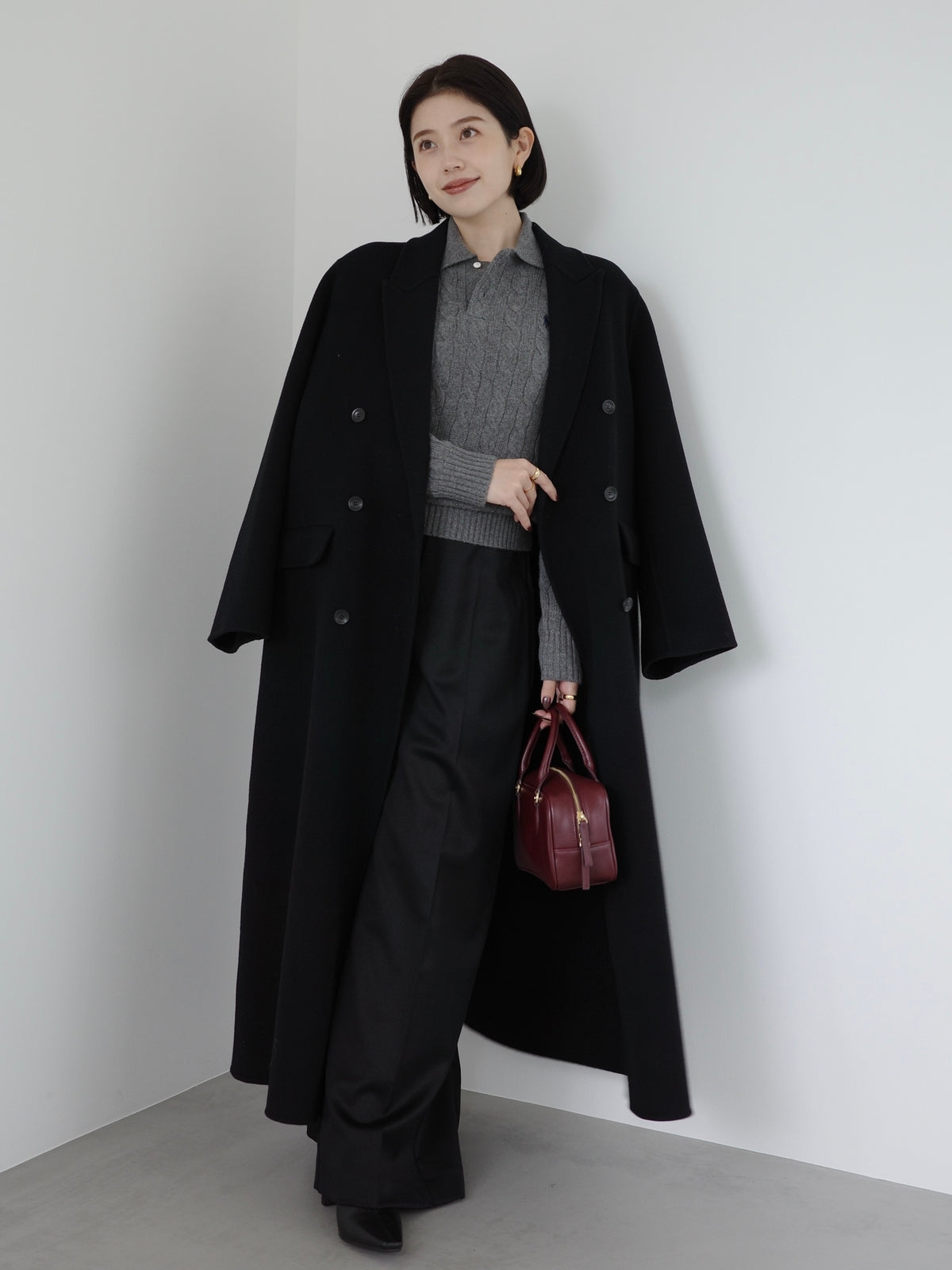 【POLO RALPH LAUREN】Wool-Cashmere Cable Polo Sweater
