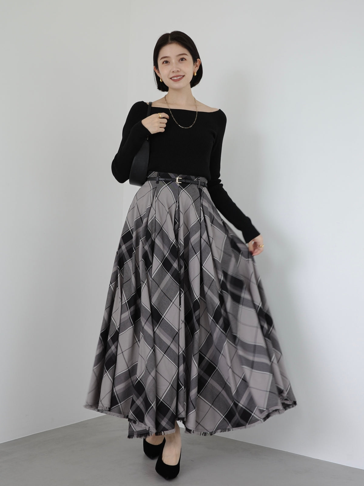【WEB限定】シルクカシミヤブレンドフィットリブボートネックニット
