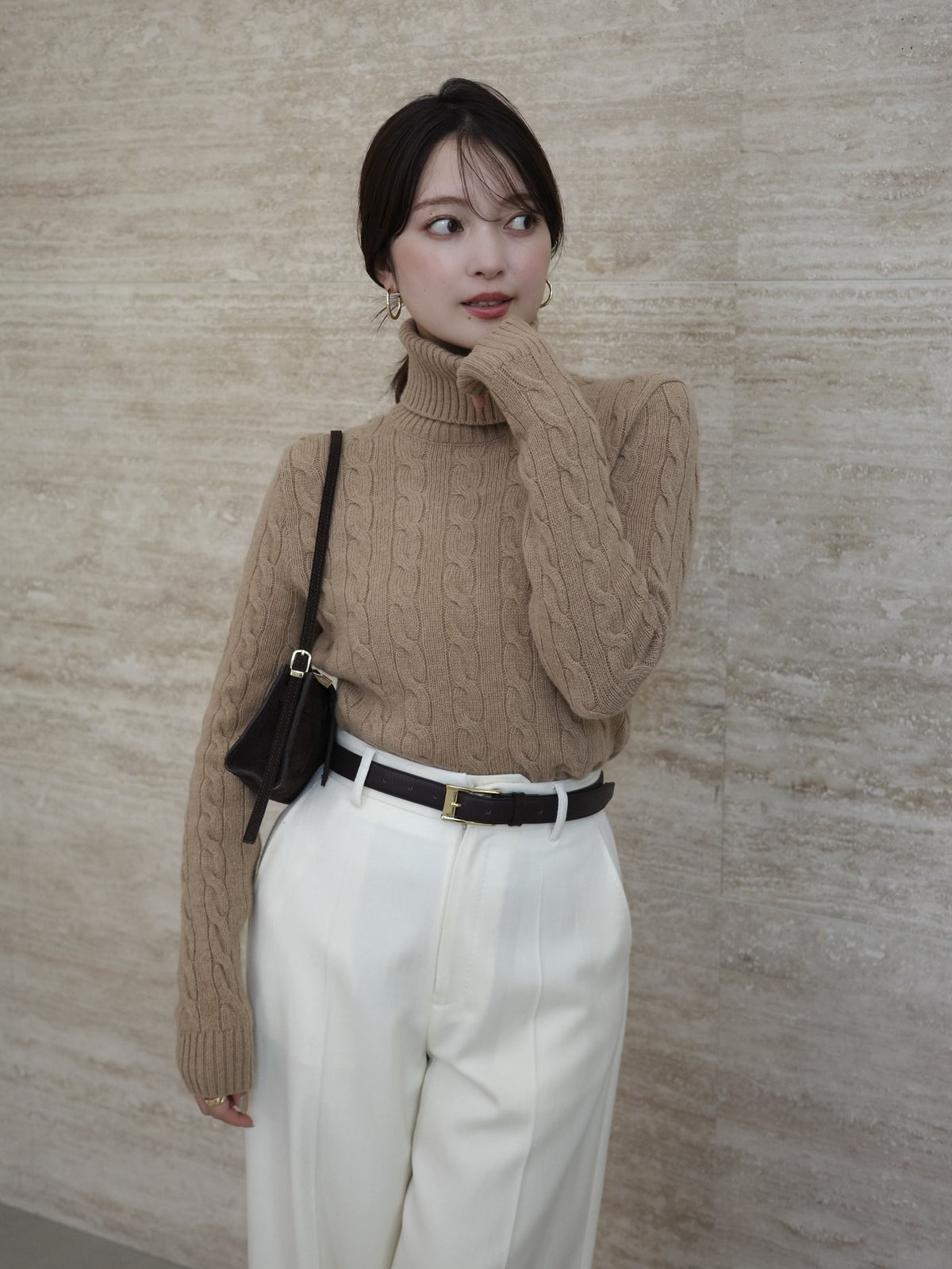 【POLO RALPH LAUREN】Wool-Cashmere Cable Turtleneck Sweater
