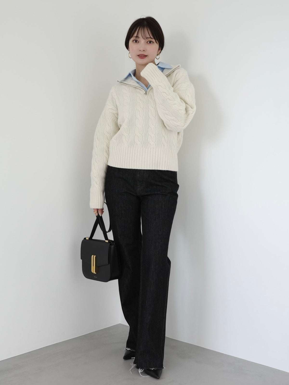 【POLO RALPH LAUREN】Wool-Cashmere Cable Half-Zip Sweater