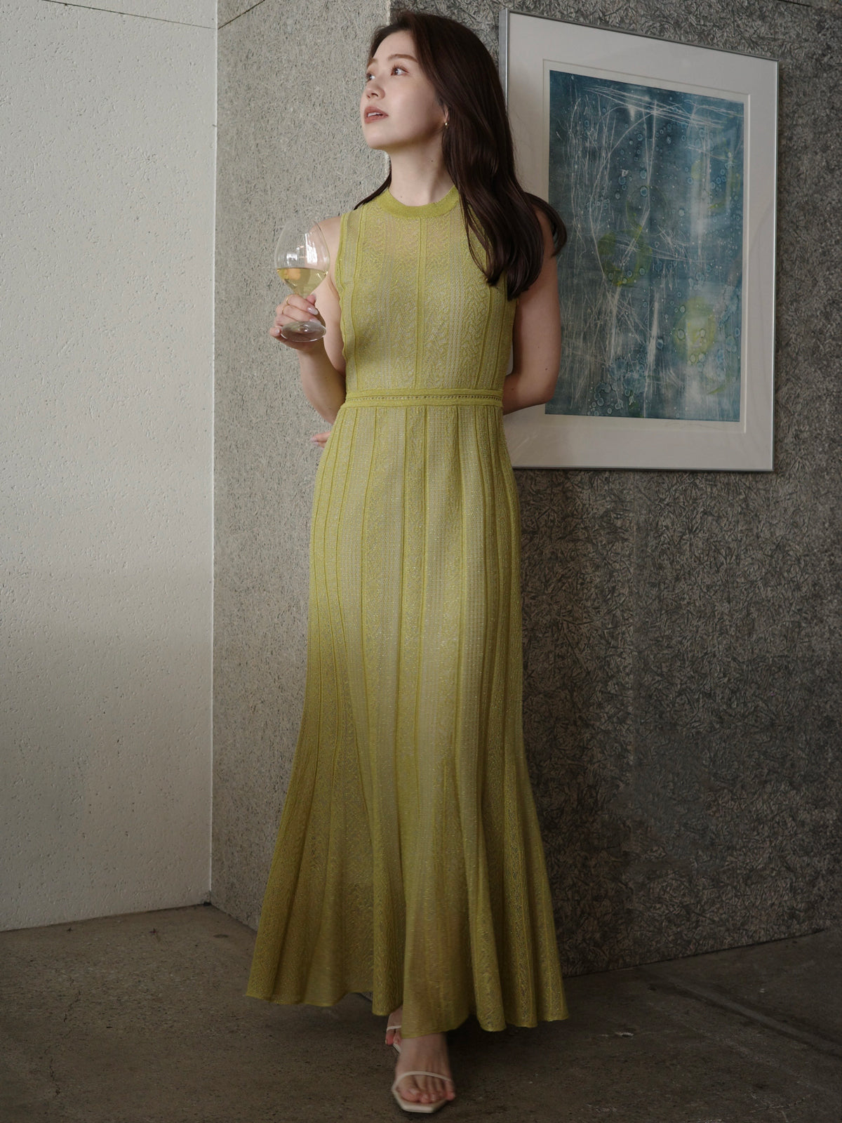 xxx　anuansワンピース レーシーニットワンピース