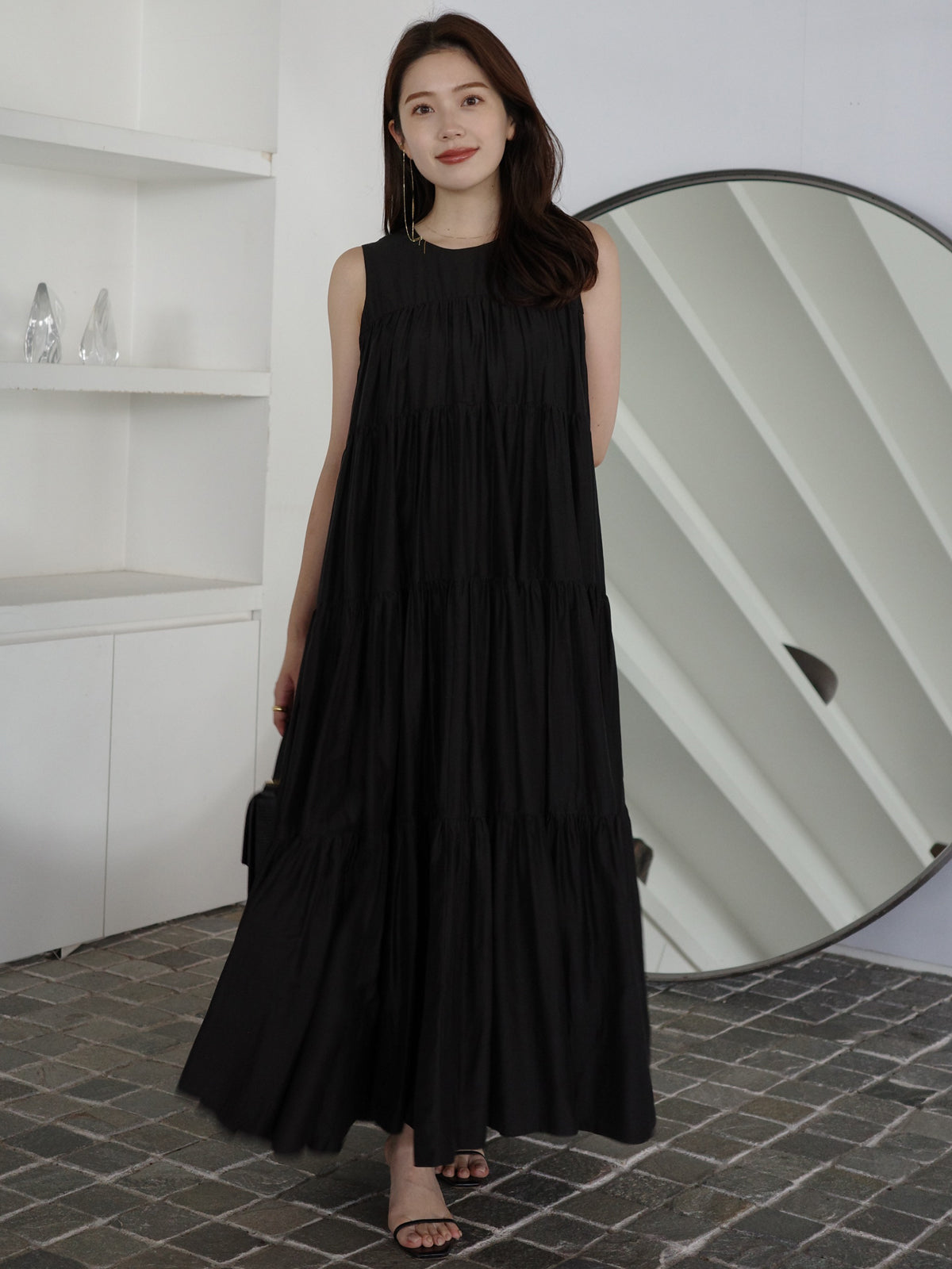 （即日発送）anuans♡テンセルリッチオーガンティアードワンピース テンセルリッチオーガンティアードワンピース