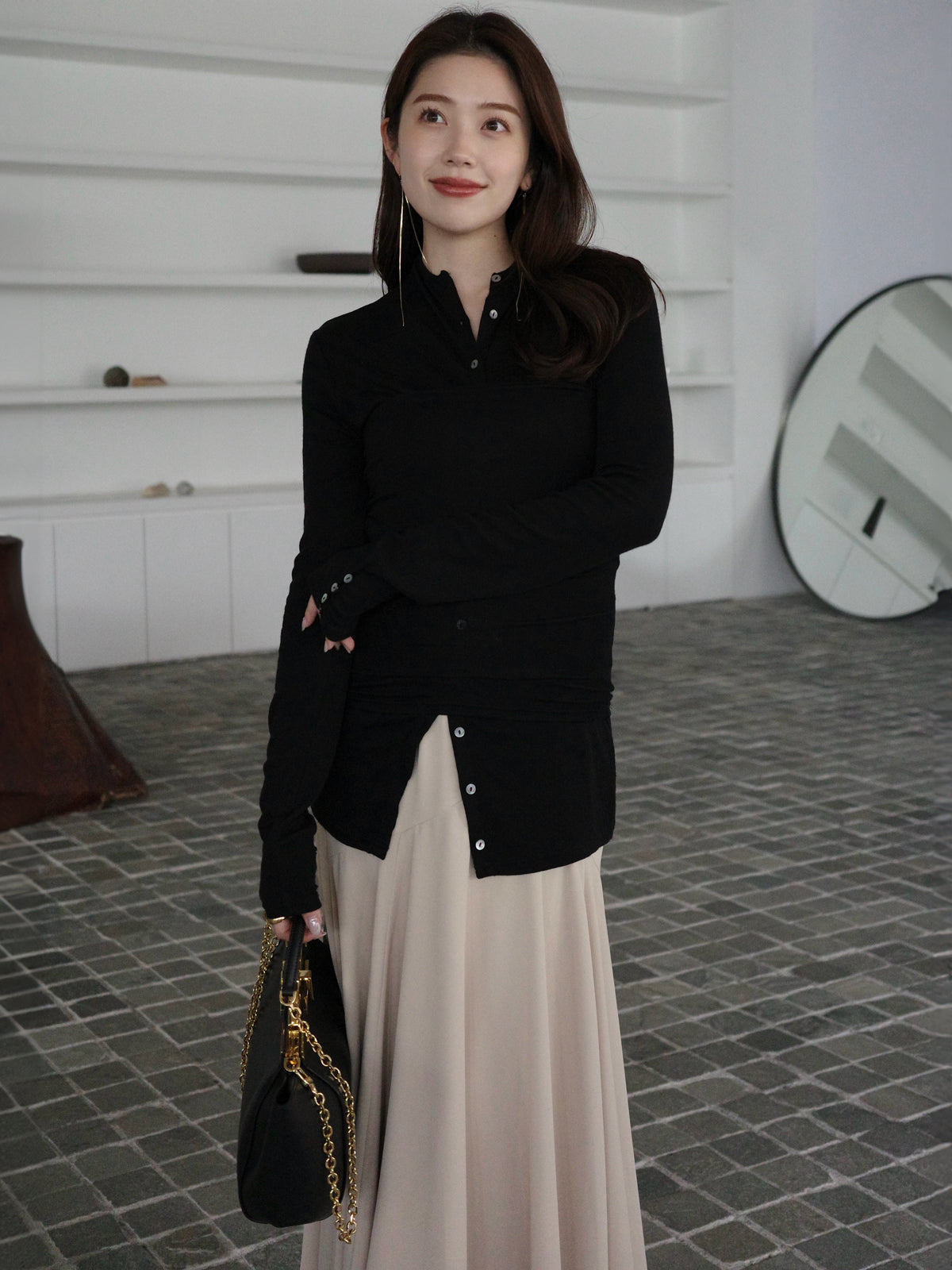 テンセルウールレイヤーカットトップス