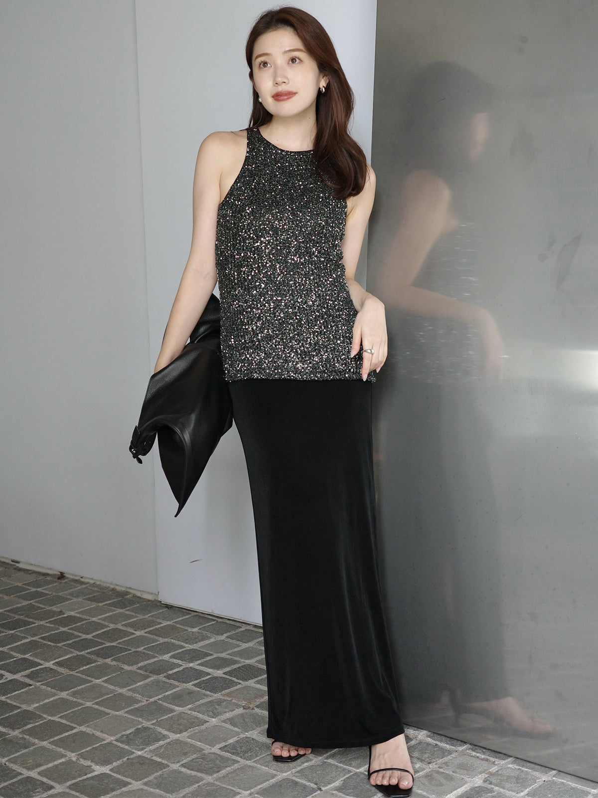 スパンコールアメスリニットタンク