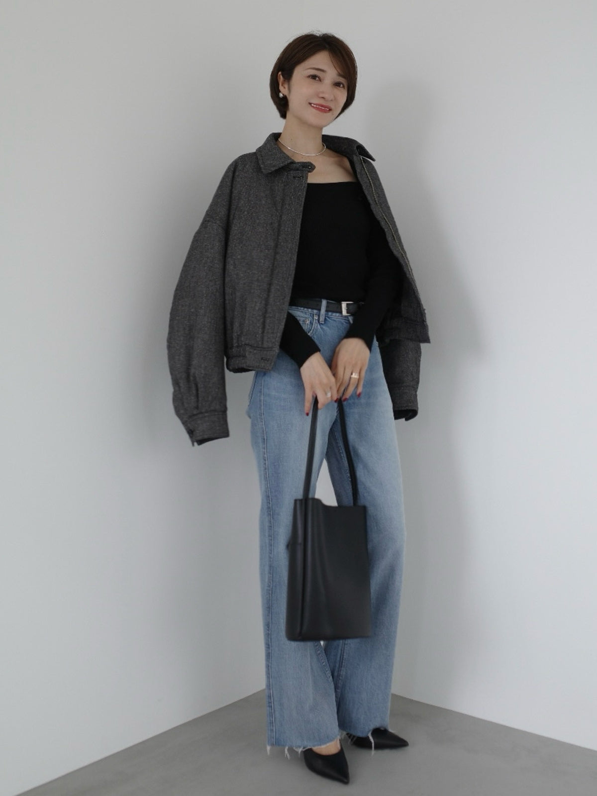 シルクカシミヤブレンドフィットリブスクエアネックニット