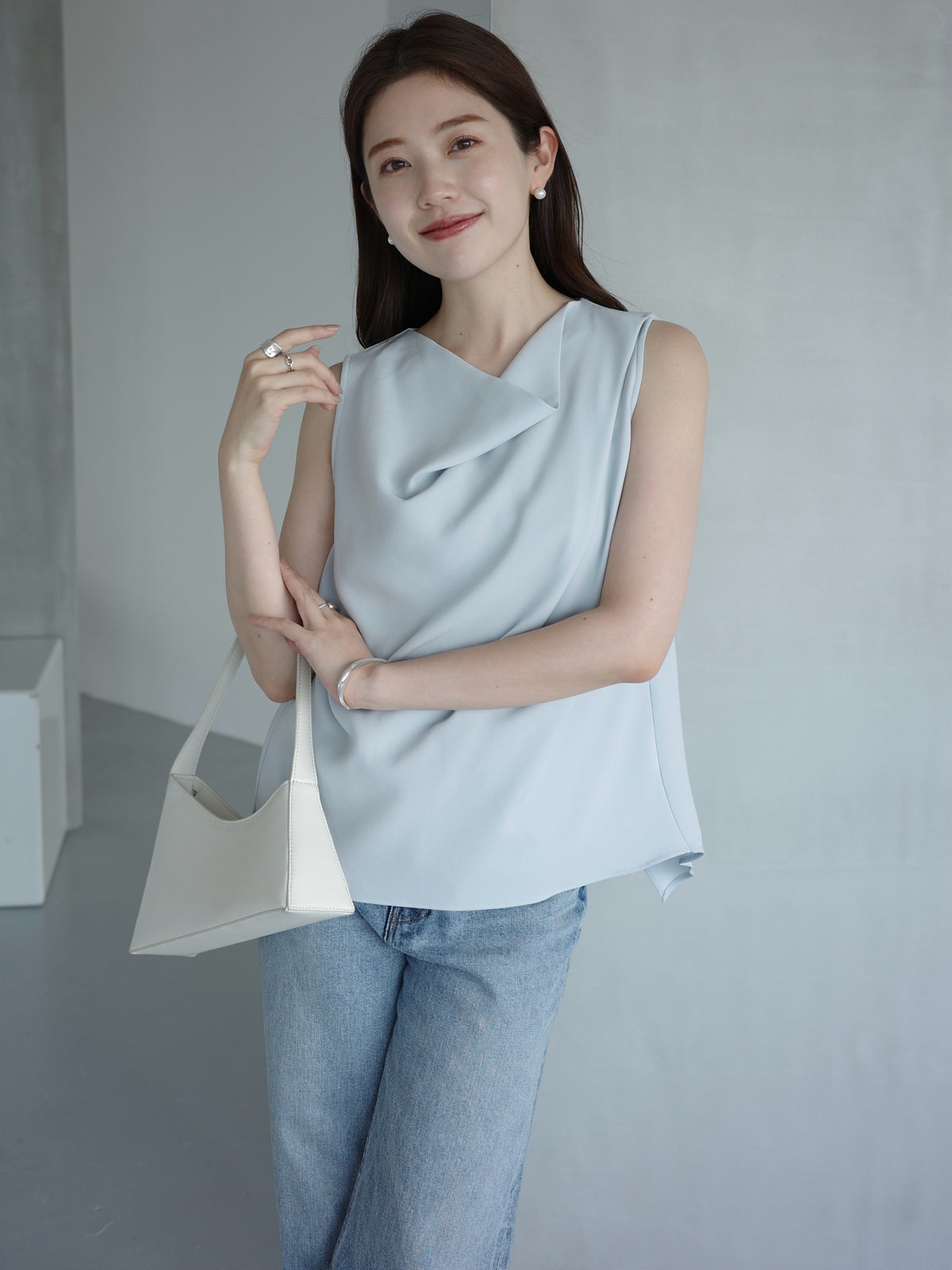 トリアセテートドレープブラウス