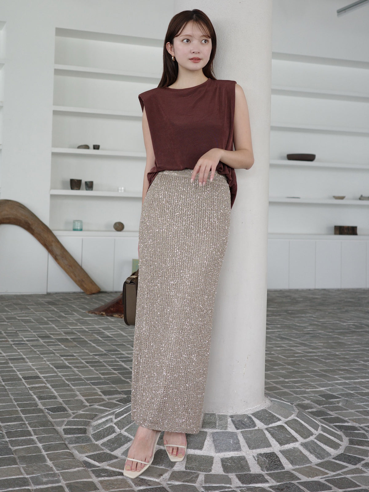 スパンコールニットタイトスカート