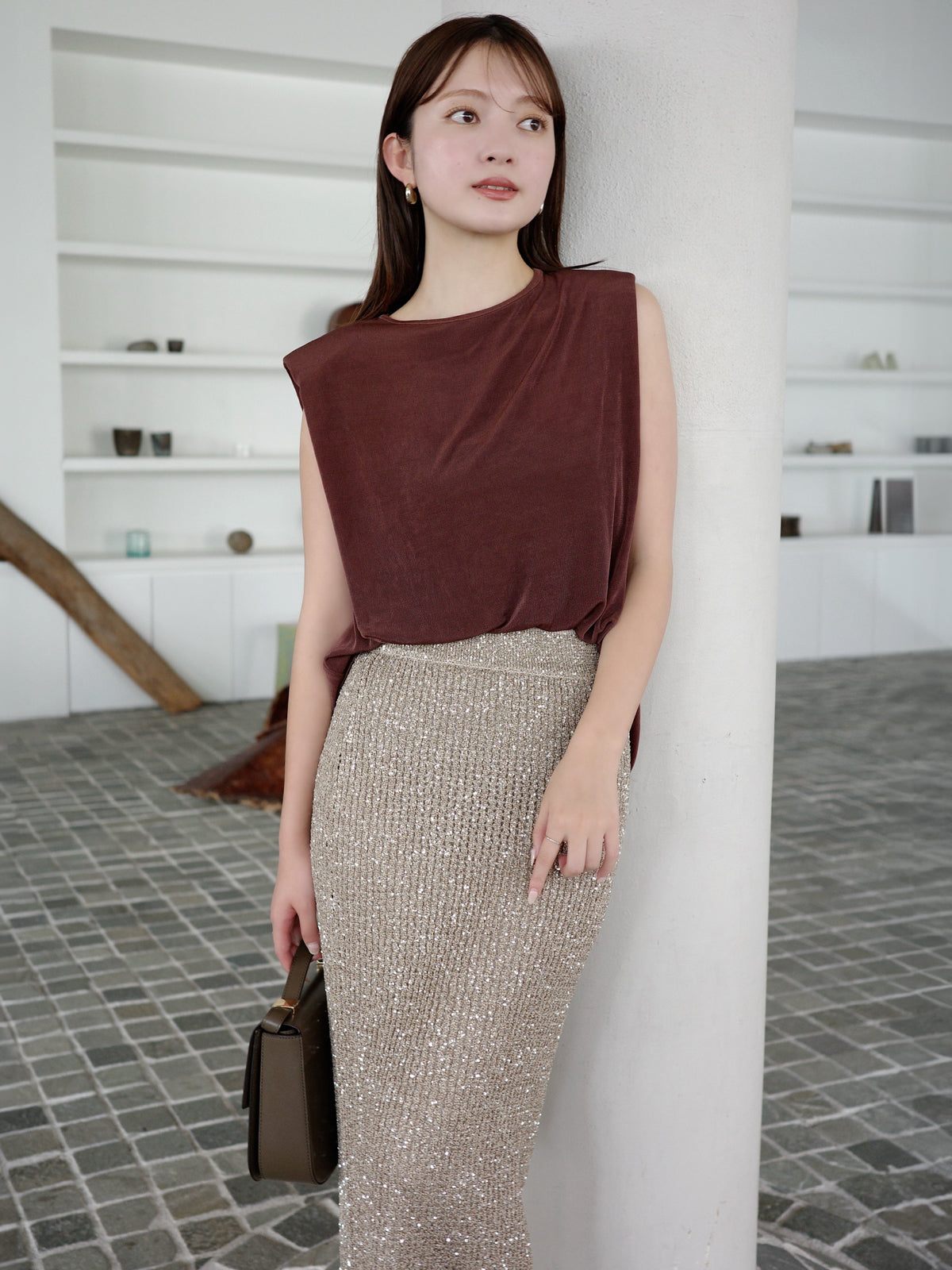 スパンコールニットタイトスカート