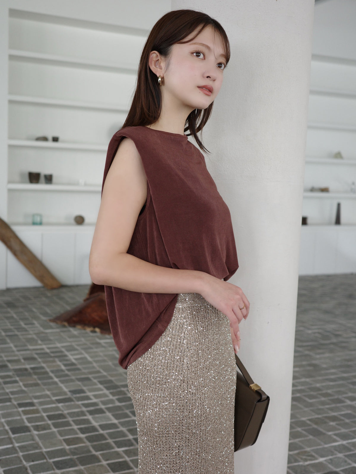 スパンコールニットタイトスカート