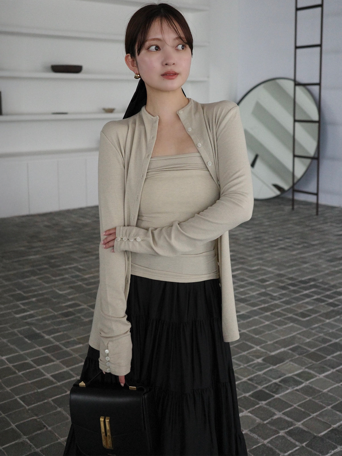 anuans テンセルウールレイヤーカットトップス テンセルウールレイヤーカットトップス