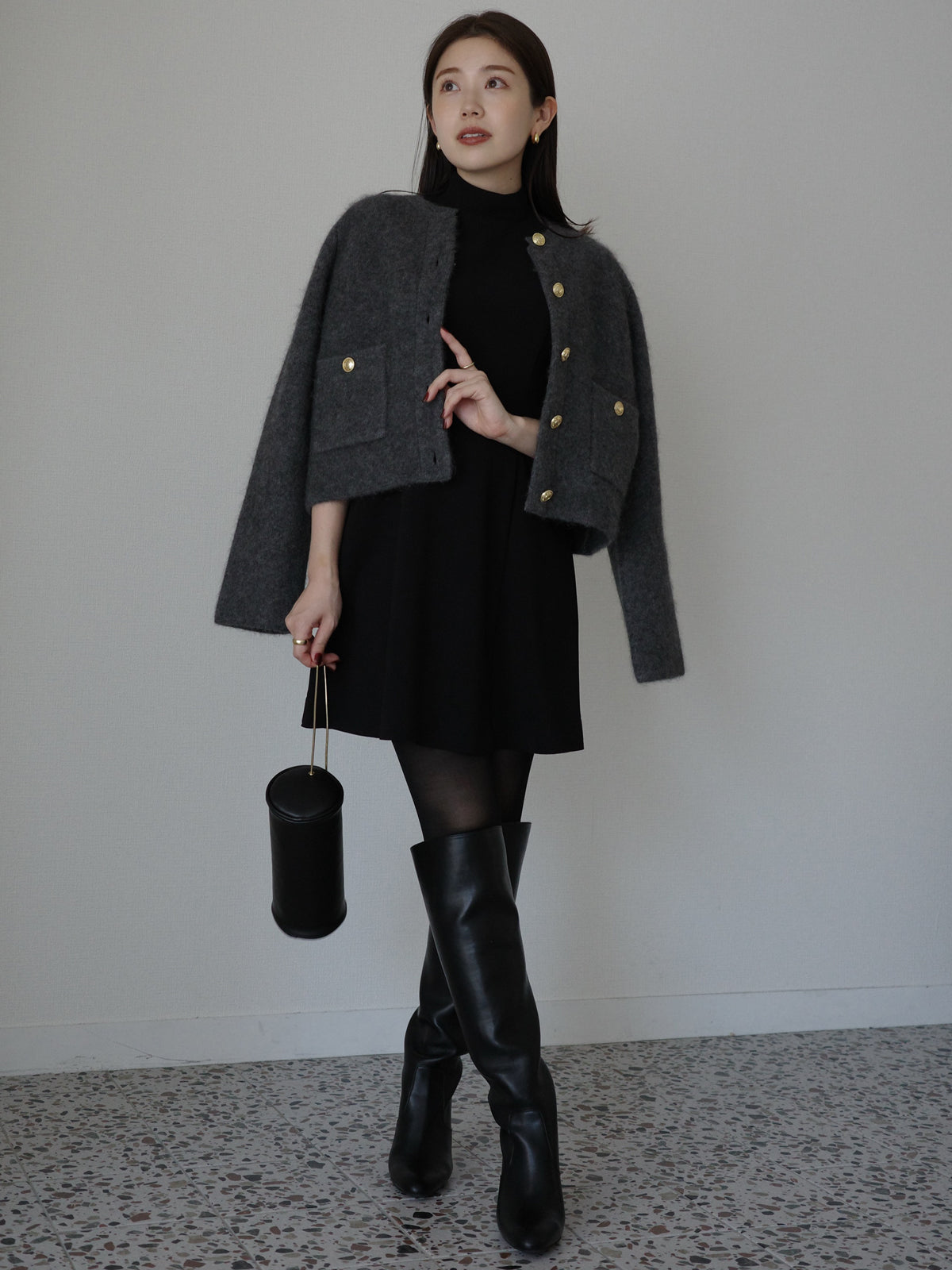 カットジョーゼットミニワンピース