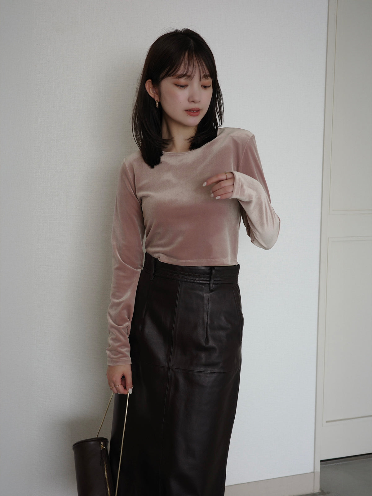 anuans ベロアクロップドカットトップス ベロアクロップドカットトップス