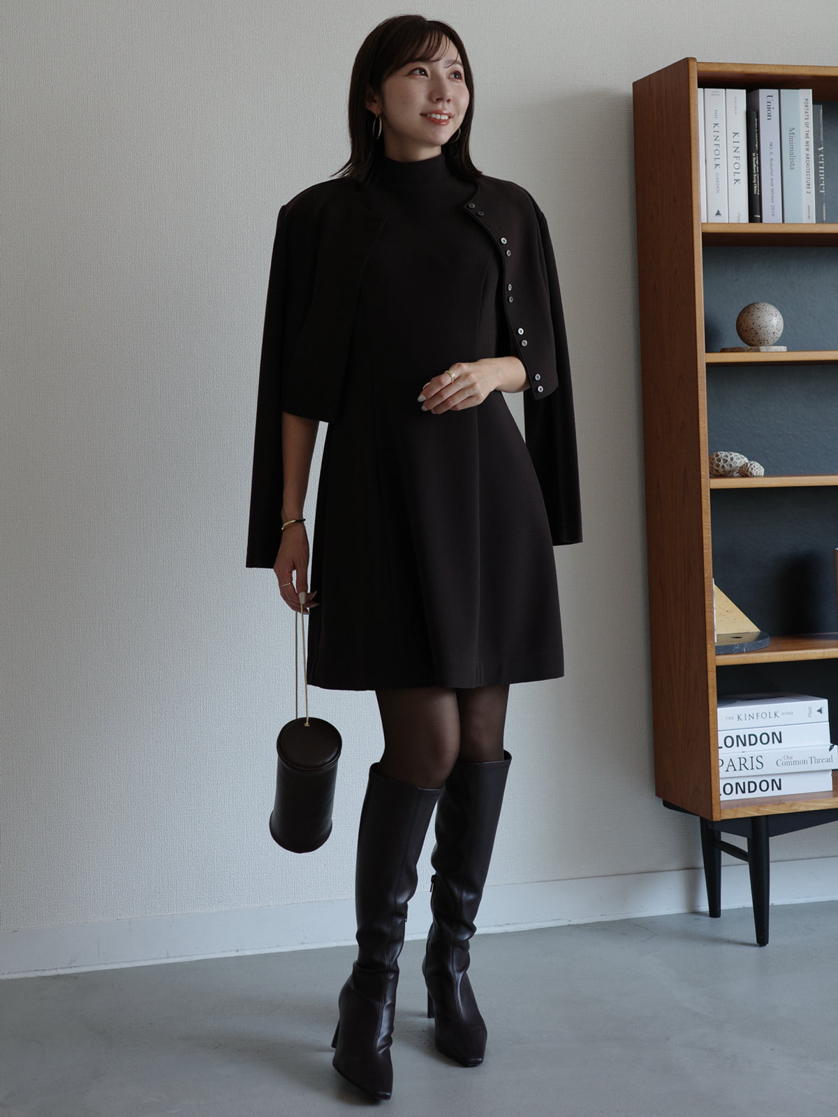 カットジョーゼットショートカーディガン