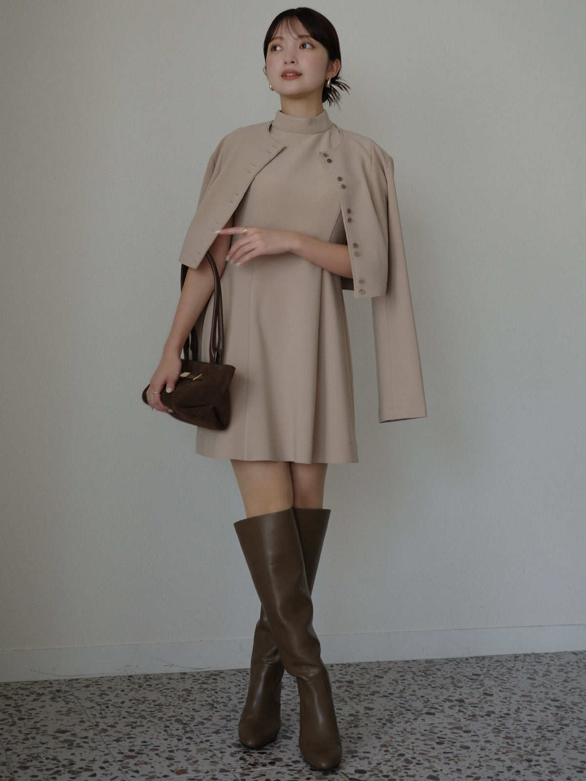 カットジョーゼットミニワンピース