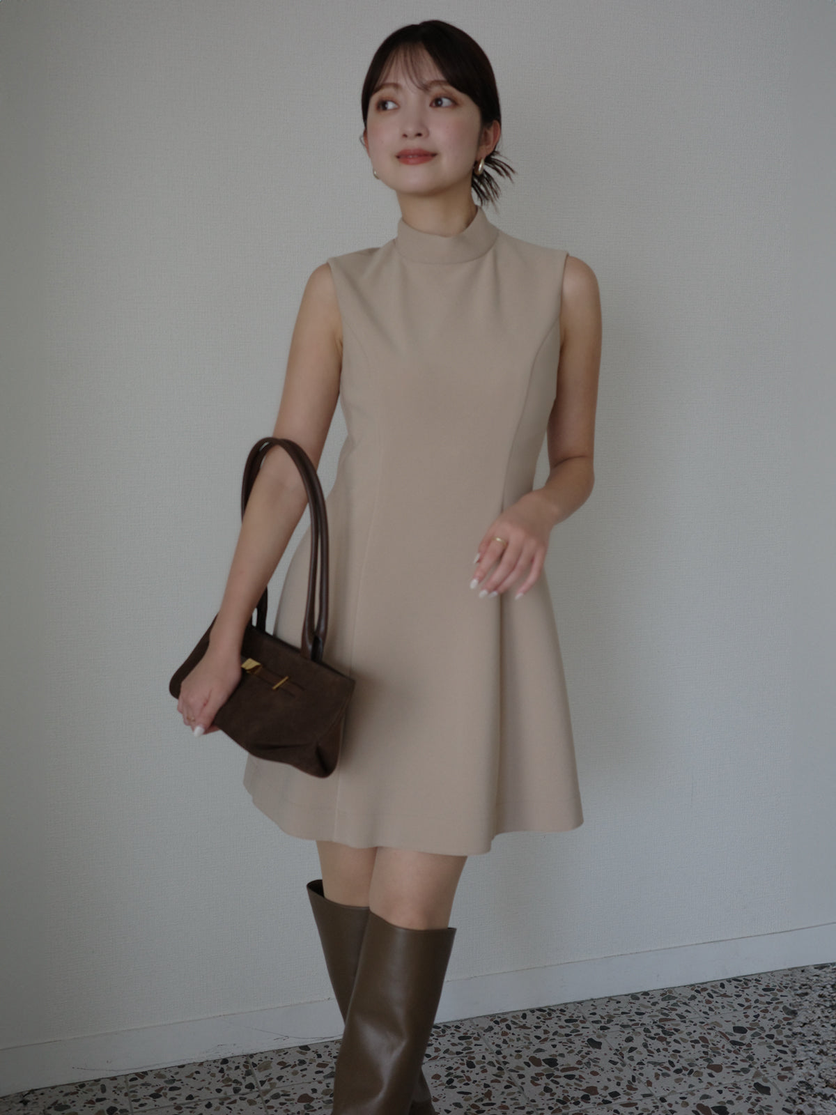 さ*ご様 新品　anuans カットジョーゼットミニワンピース カットジョーゼットミニワンピース