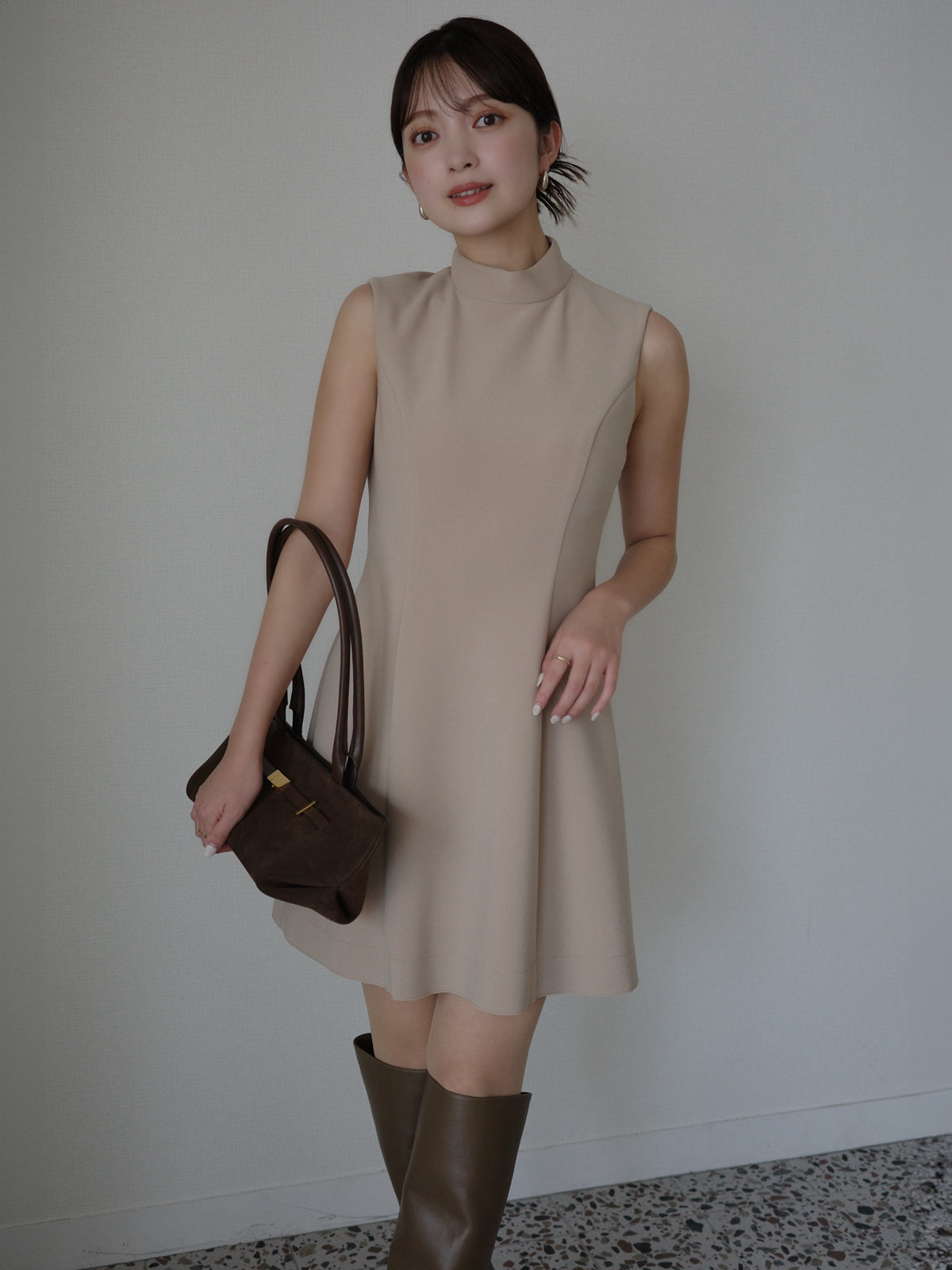 さ*ご様 新品　anuans カットジョーゼットミニワンピース カットジョーゼットミニワンピース