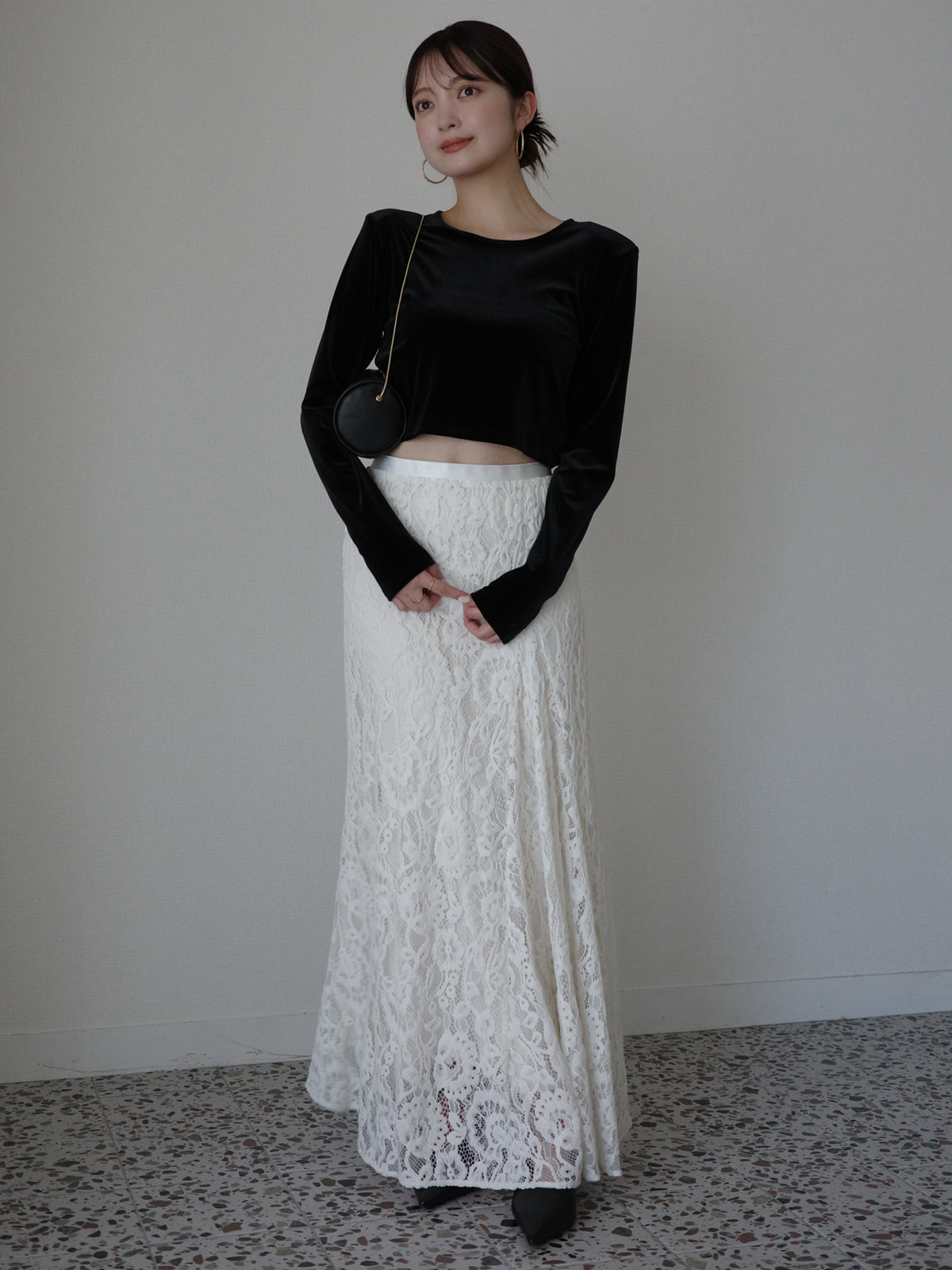 ベロアクロップドカットトップス