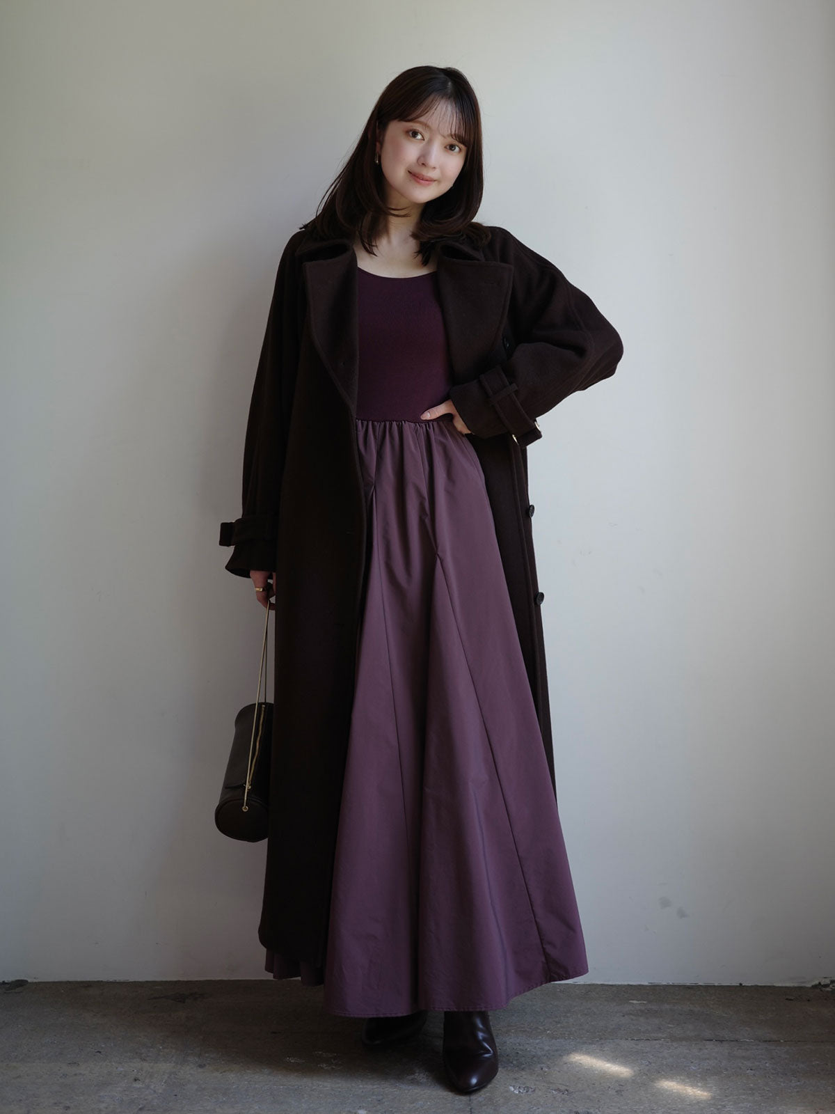 【新品】アニュアンス　ニットドッキングフレアワンピース ニットドッキングフレアワンピース