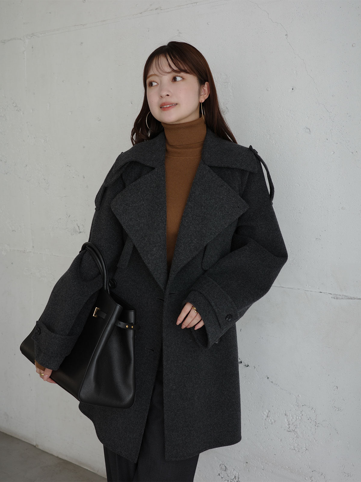 anuans リバーミドルウールトレンチコート リバーウールミドルトレンチコート