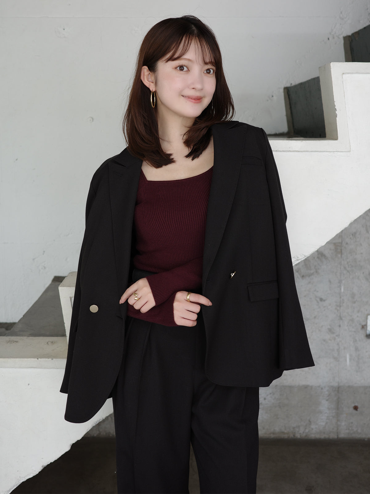 シルクカシミアブレンドデコルテリブニット