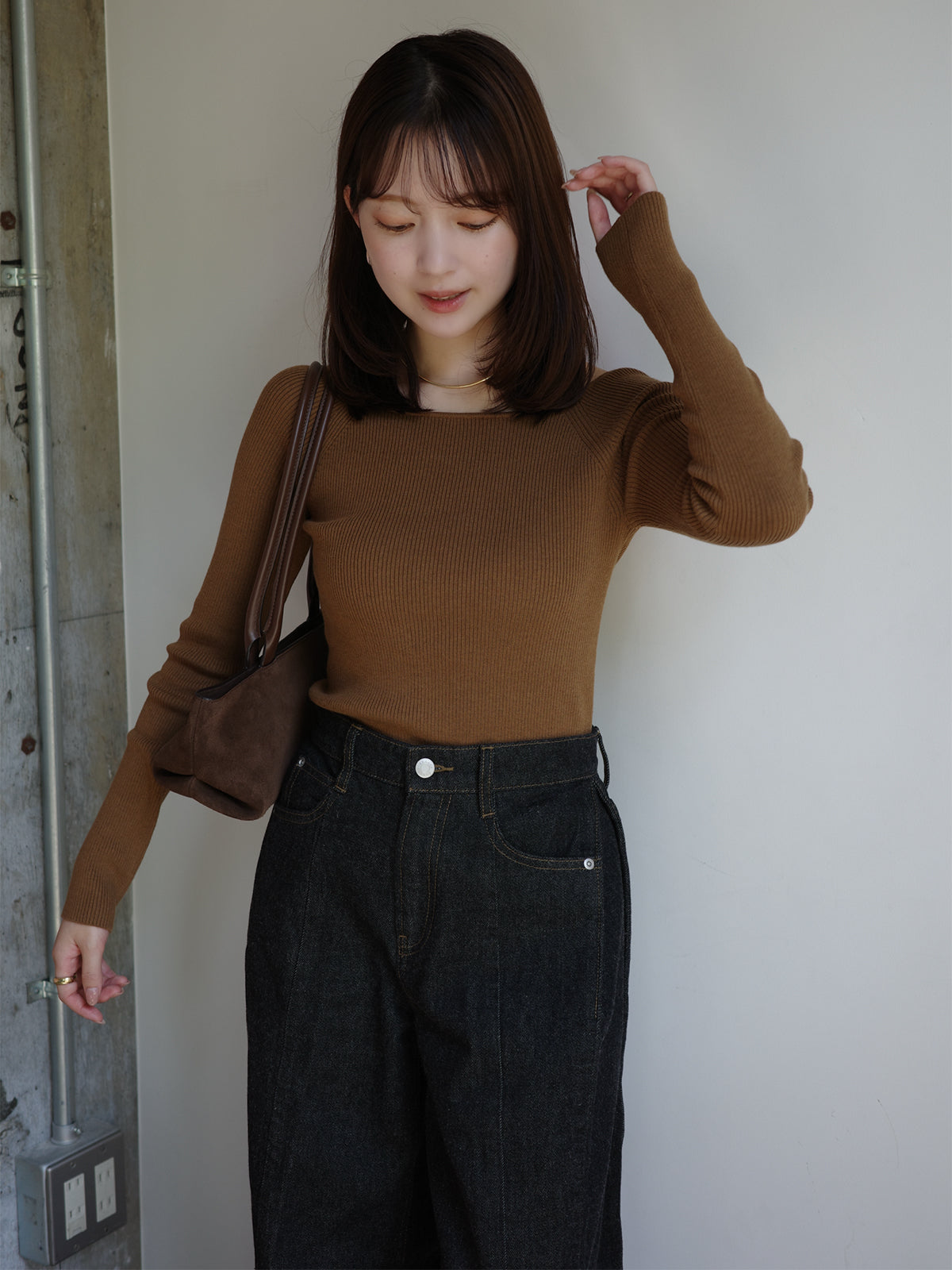 シルクカシミアブレンドボートネックニット